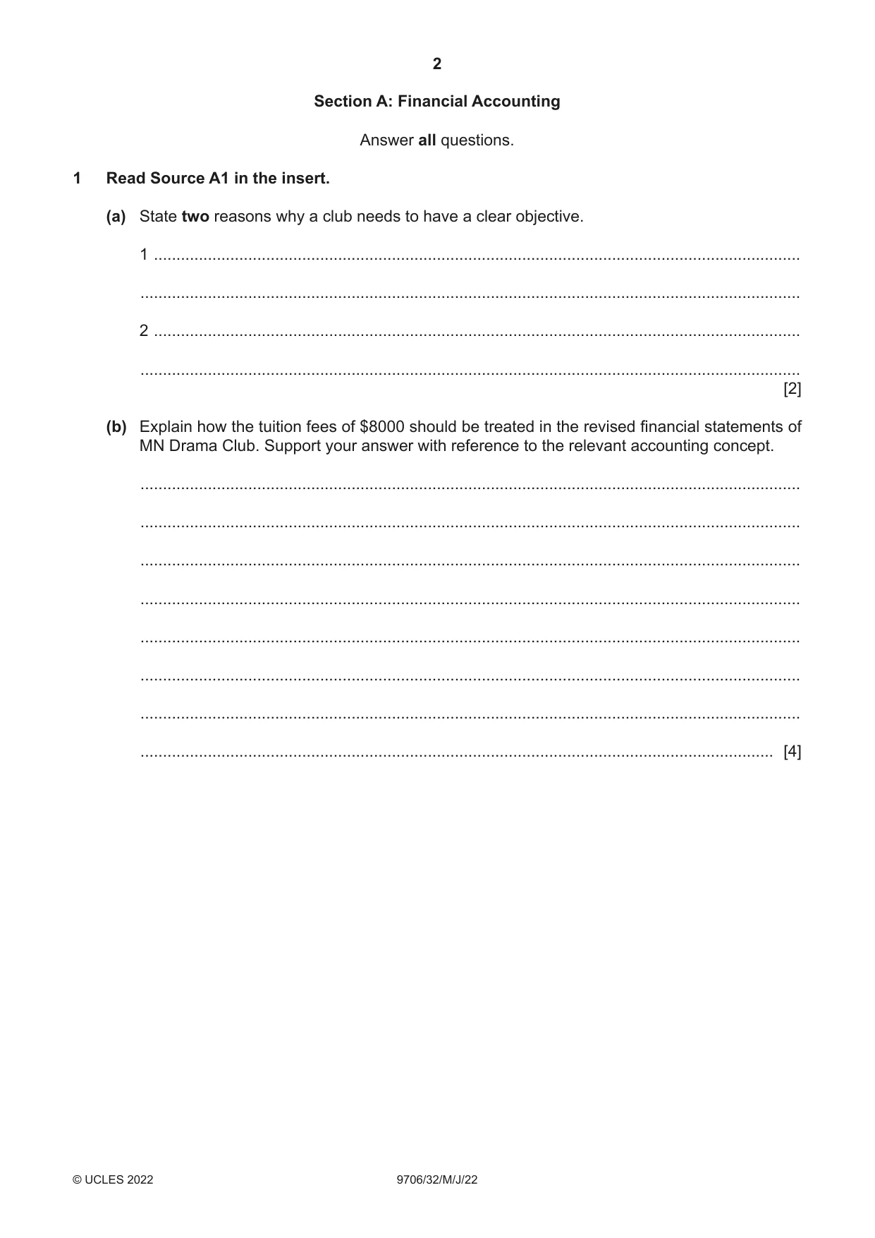 Cambridge A Level Accounting 9706 2022 May/June Paper 3 · Variant 2 question paper, page 2 of 24