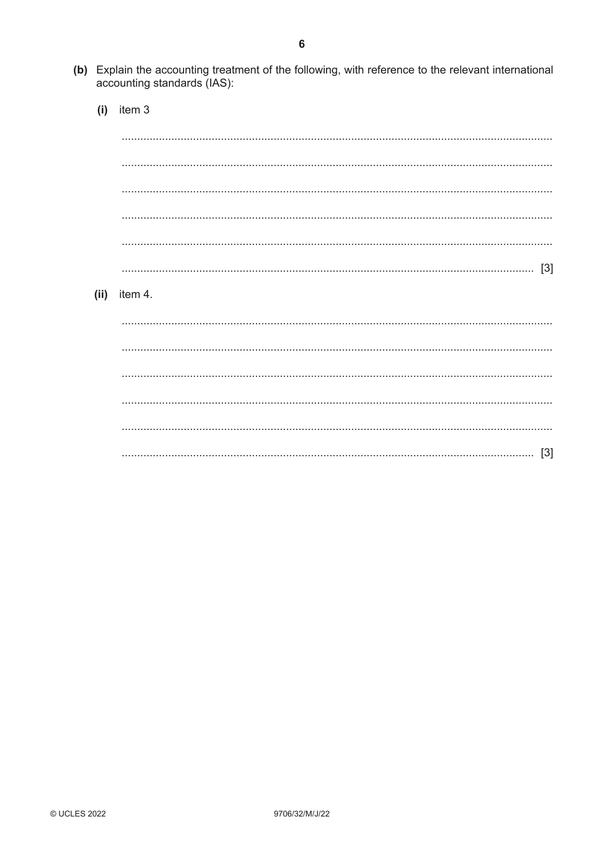 Cambridge A Level Accounting 9706 2022 May/June Paper 3 · Variant 2 question paper, page 6 of 24