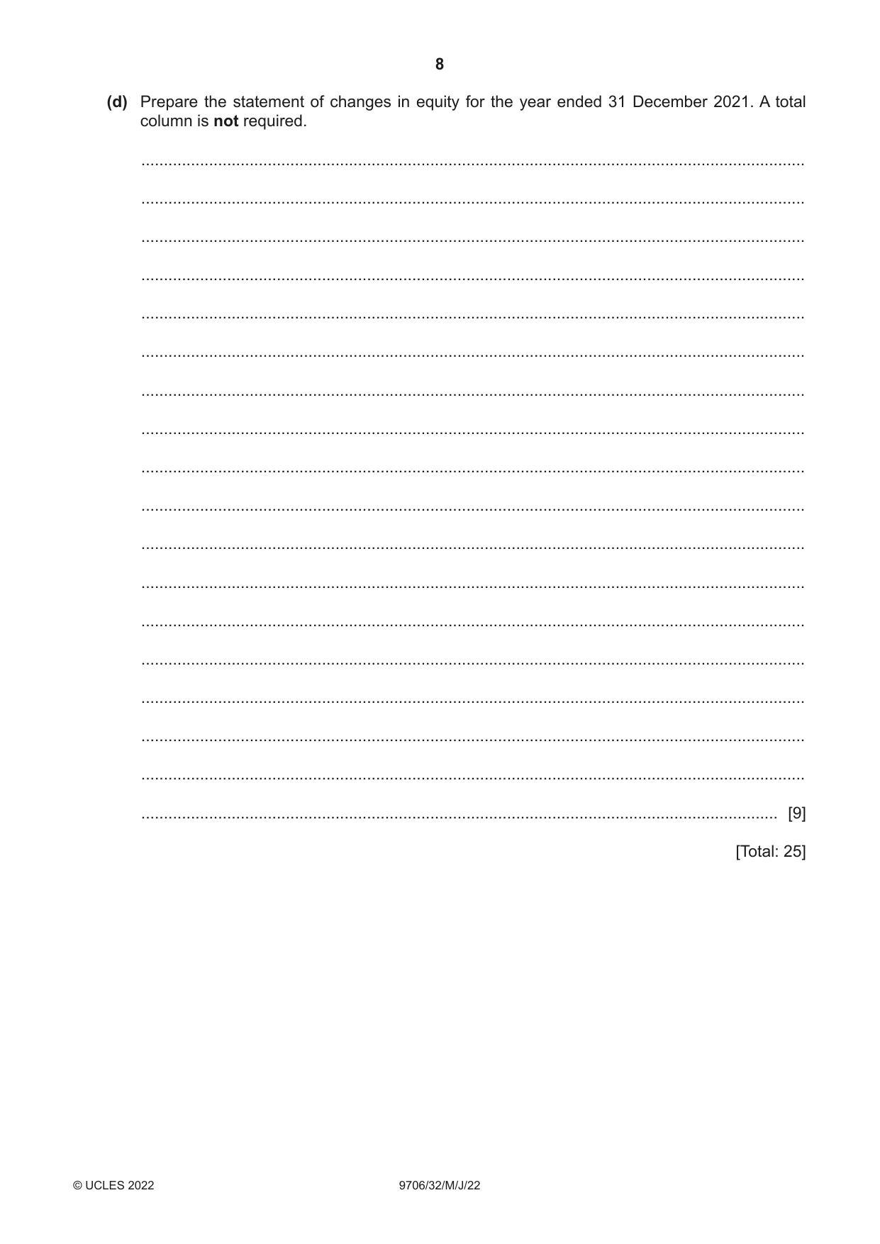 Cambridge A Level Accounting 9706 2022 May/June Paper 3 · Variant 2 question paper, page 8 of 24
