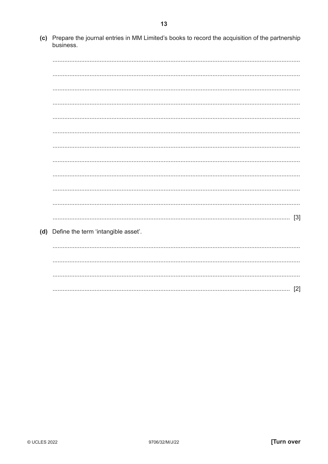 Cambridge A Level Accounting 9706 2022 May/June Paper 3 · Variant 2 question paper, page 13 of 24