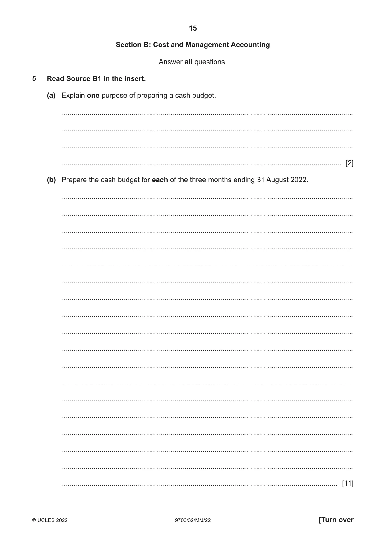 Cambridge A Level Accounting 9706 2022 May/June Paper 3 · Variant 2 question paper, page 15 of 24