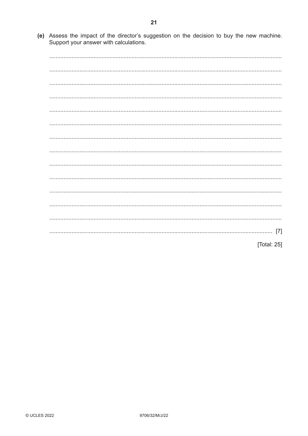 Cambridge A Level Accounting 9706 2022 May/June Paper 3 · Variant 2 question paper, page 21 of 24