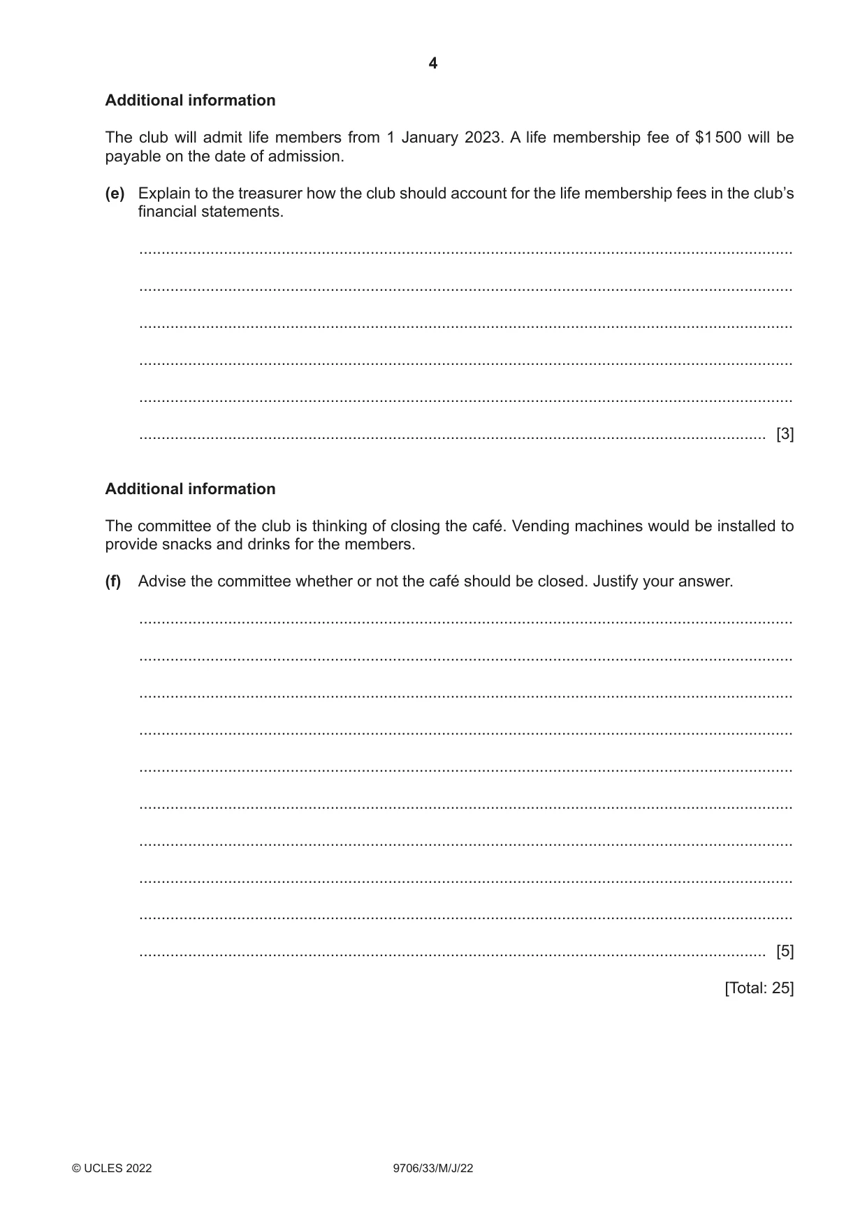 Cambridge A Level Accounting 9706 2022 May/June Paper 3 · Variant 3 question paper, page 4 of 20
