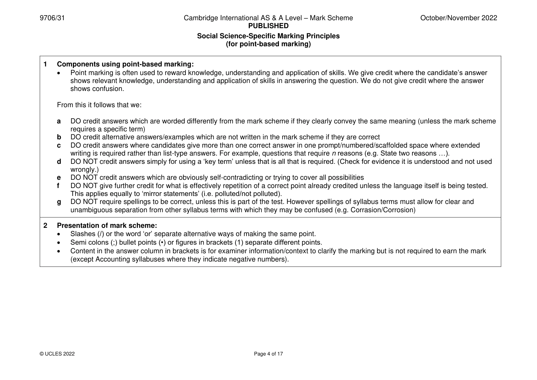 Mark scheme, page 4 of 17