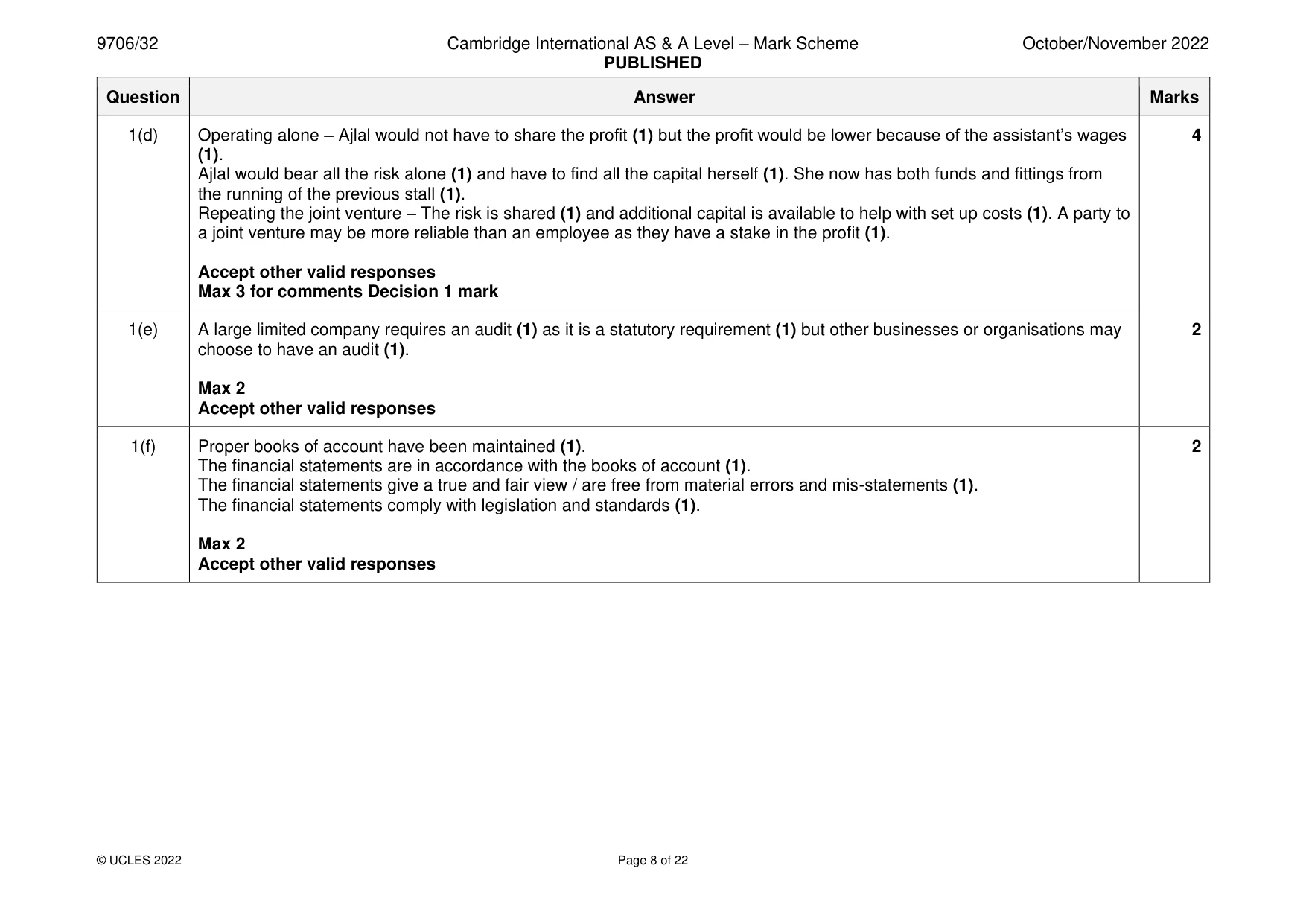 Mark scheme, page 8 of 22