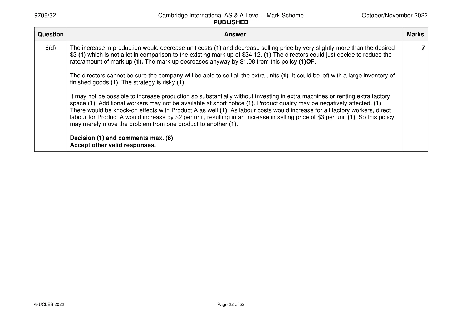 Mark scheme, page 22 of 22
