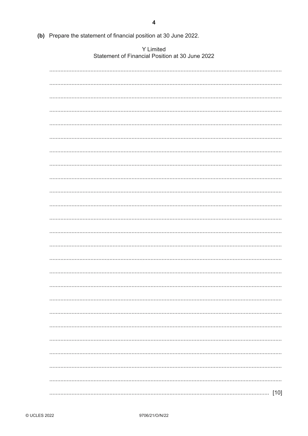 Cambridge A Level Accounting 9706 2022 Oct/Nov Paper 2 · Variant 1 question paper, page 4 of 20