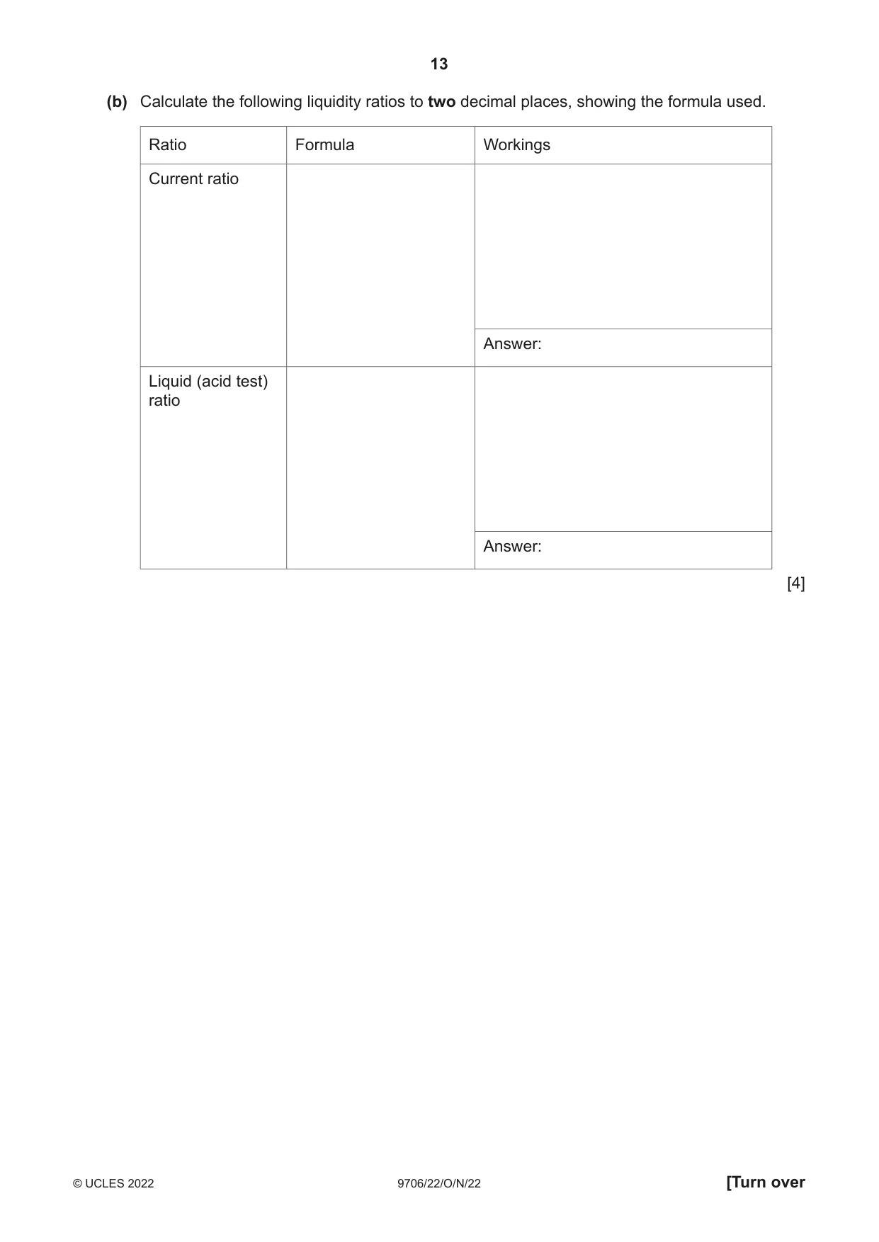 Cambridge A Level Accounting 9706 2022 Oct/Nov Paper 2 · Variant 2 question paper, page 13 of 20