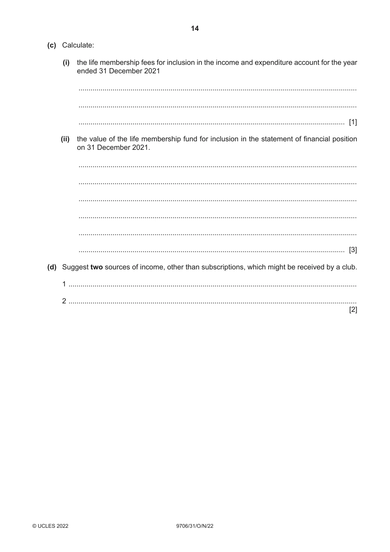 Cambridge A Level Accounting 9706 2022 Oct/Nov Paper 3 · Variant 1 question paper, page 14 of 24