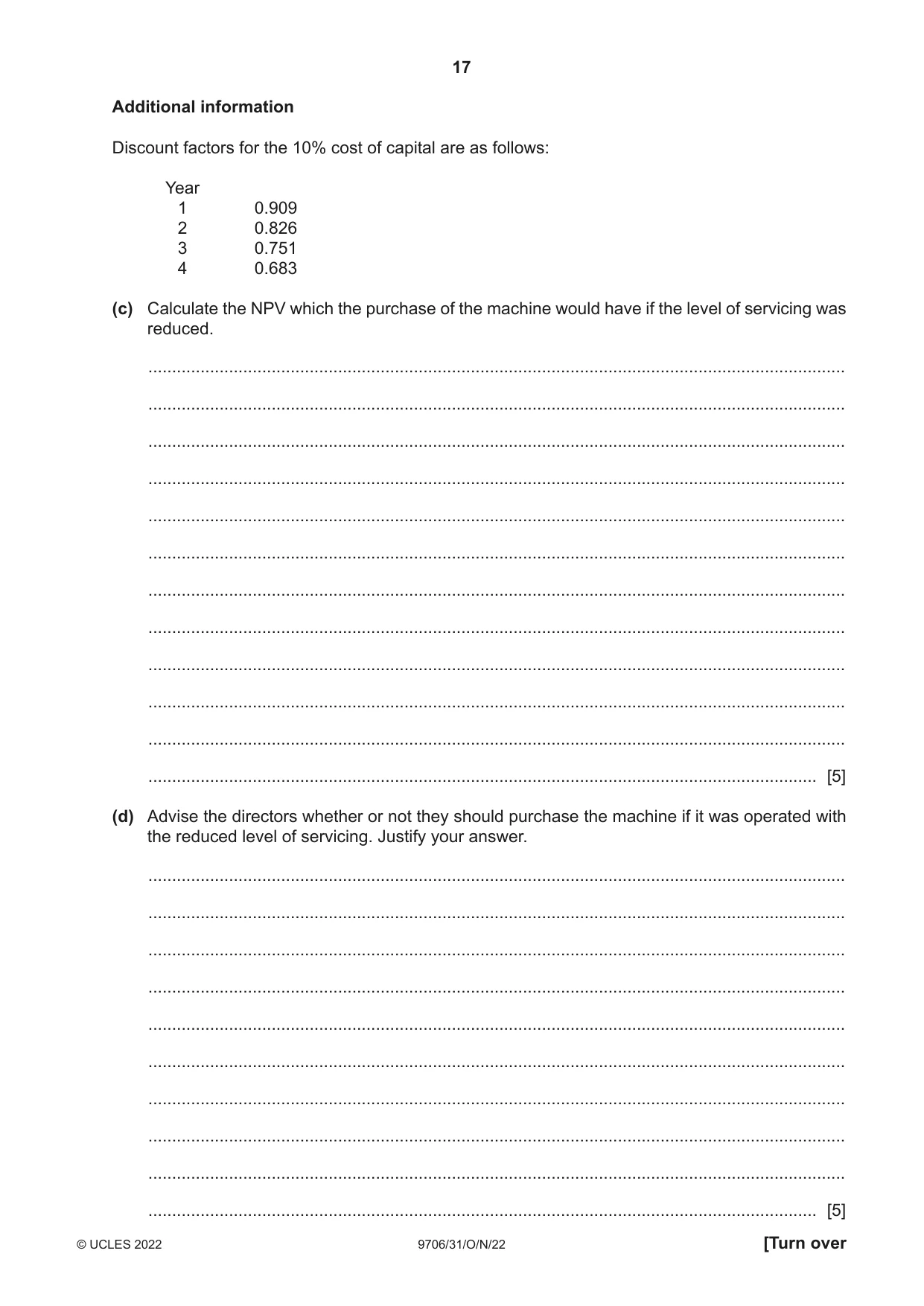 Cambridge A Level Accounting 9706 2022 Oct/Nov Paper 3 · Variant 1 question paper, page 17 of 24