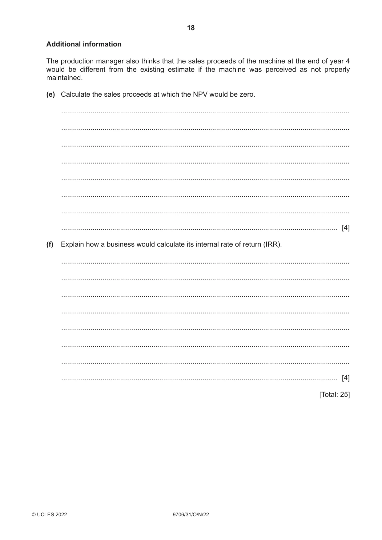 Cambridge A Level Accounting 9706 2022 Oct/Nov Paper 3 · Variant 1 question paper, page 18 of 24