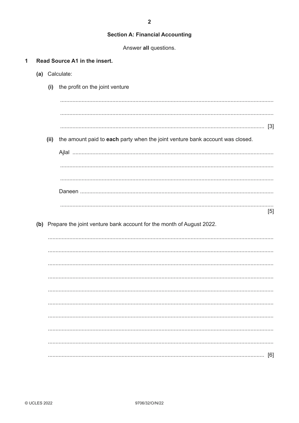 Cambridge A Level Accounting 9706 2022 Oct/Nov Paper 3 · Variant 2 question paper, page 2 of 20