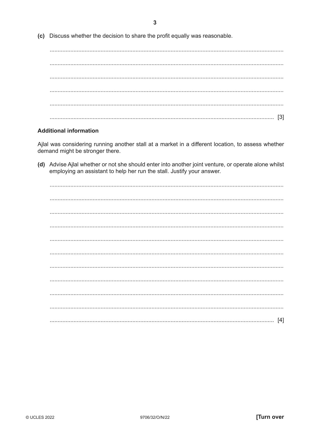 Cambridge A Level Accounting 9706 2022 Oct/Nov Paper 3 · Variant 2 question paper, page 3 of 20
