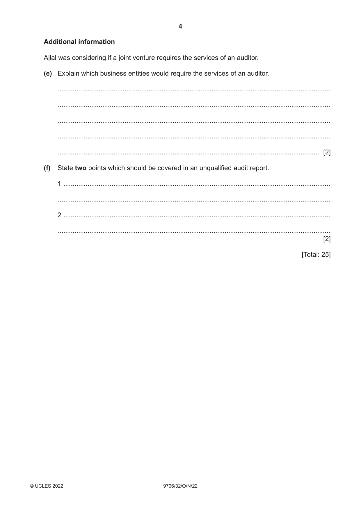 Cambridge A Level Accounting 9706 2022 Oct/Nov Paper 3 · Variant 2 question paper, page 4 of 20