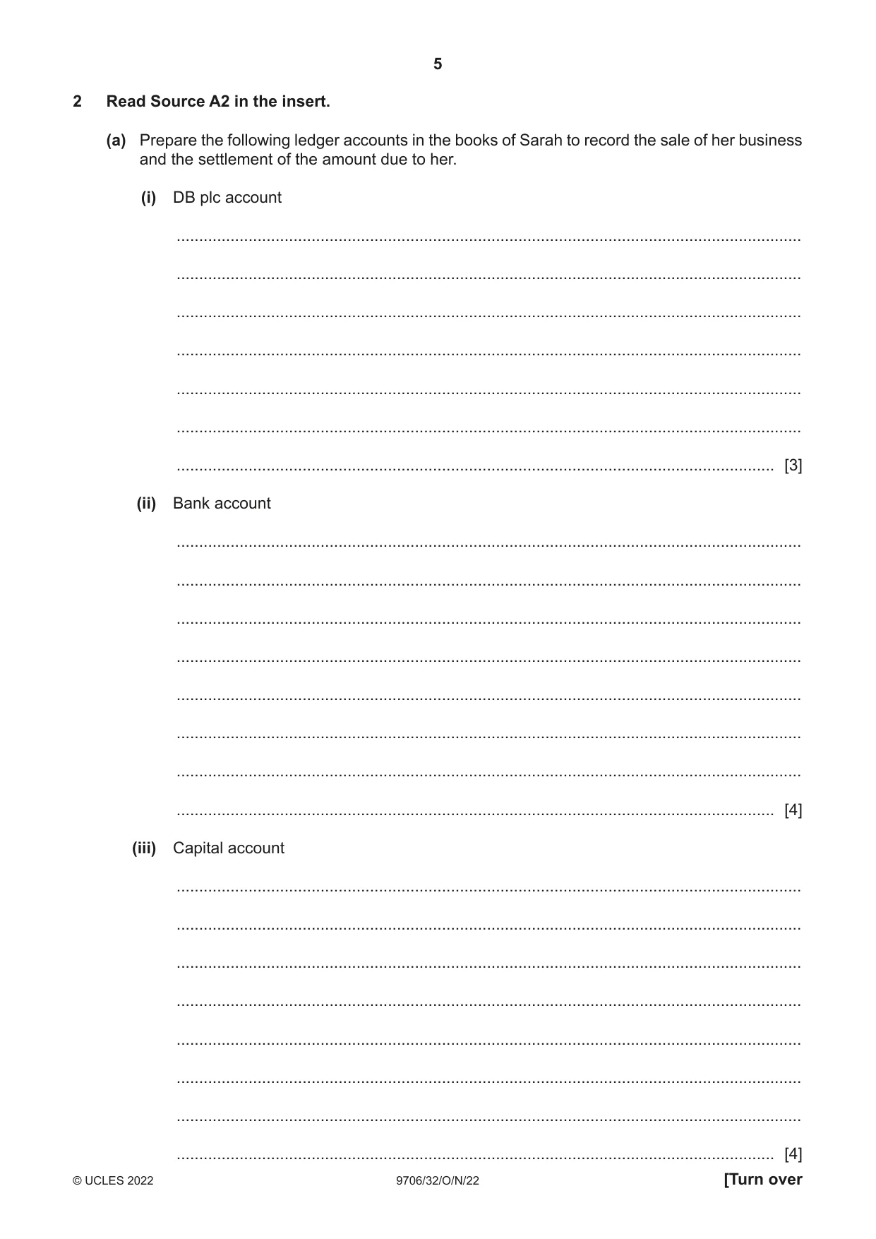 Cambridge A Level Accounting 9706 2022 Oct/Nov Paper 3 · Variant 2 question paper, page 5 of 20