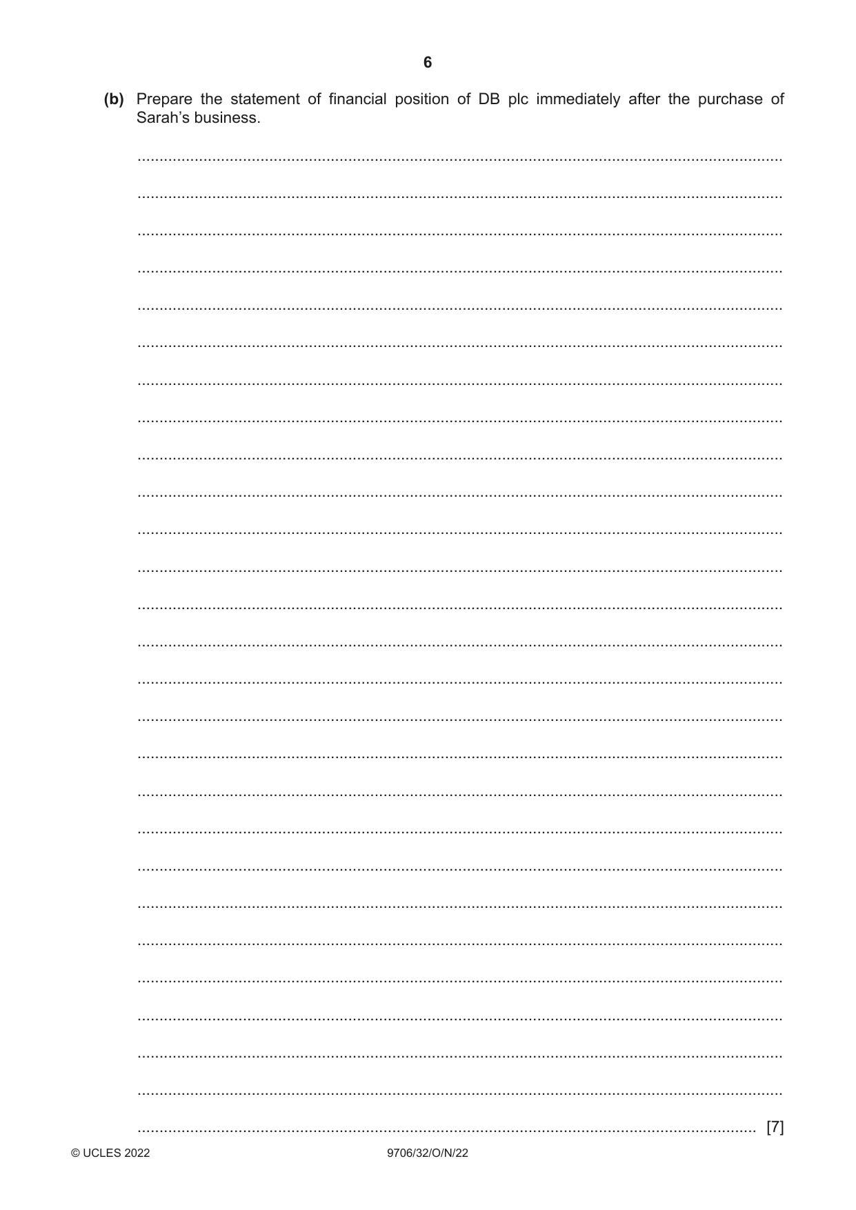 Cambridge A Level Accounting 9706 2022 Oct/Nov Paper 3 · Variant 2 question paper, page 6 of 20