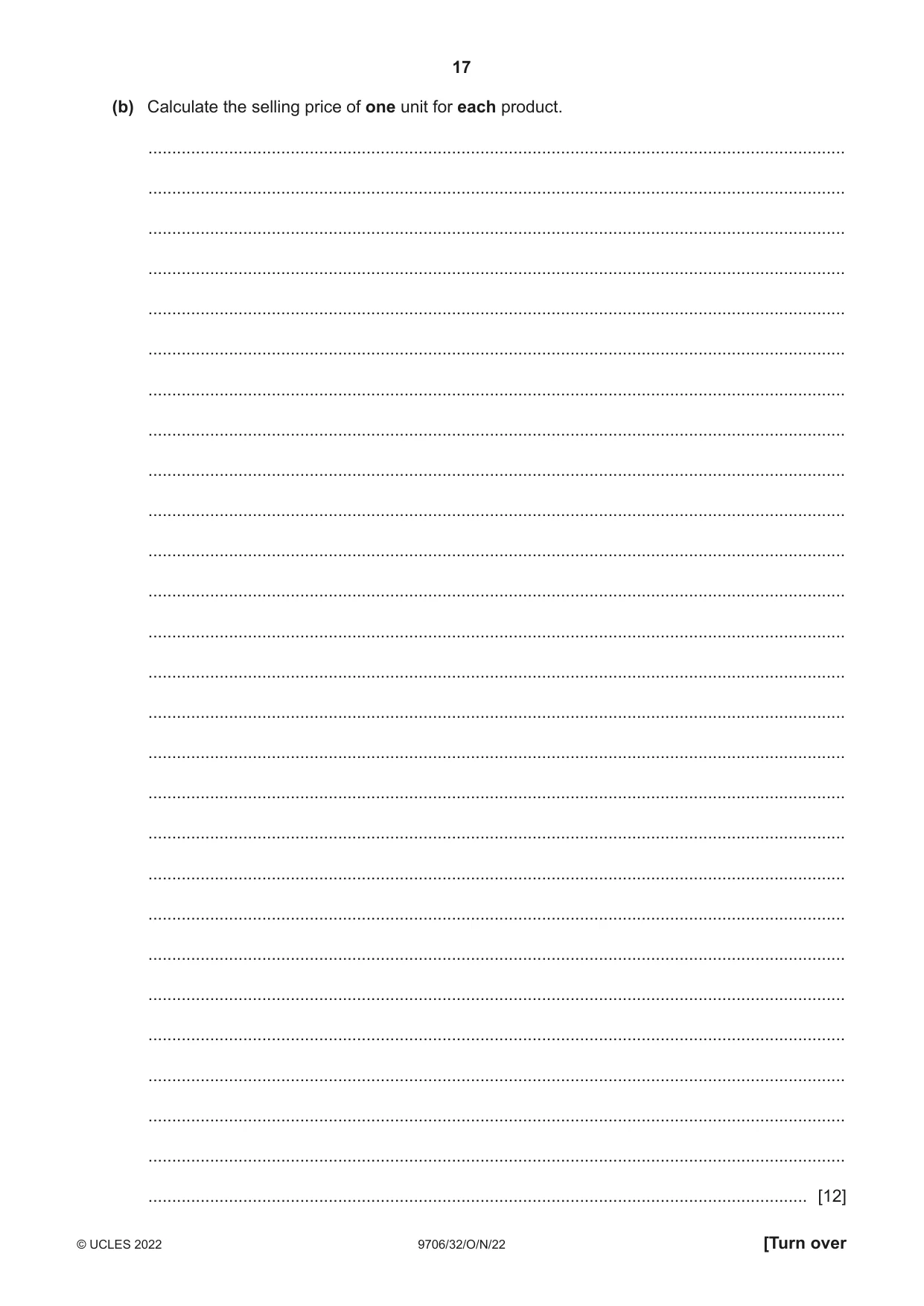 Cambridge A Level Accounting 9706 2022 Oct/Nov Paper 3 · Variant 2 question paper, page 17 of 20