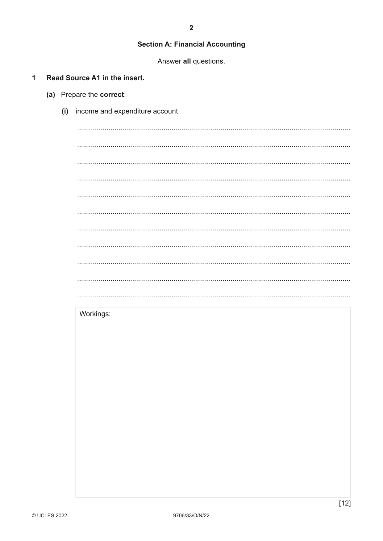 Cambridge A Level Accounting 9706 2022 Oct/Nov Paper 3 · Variant 3 question paper, page 2 of 20