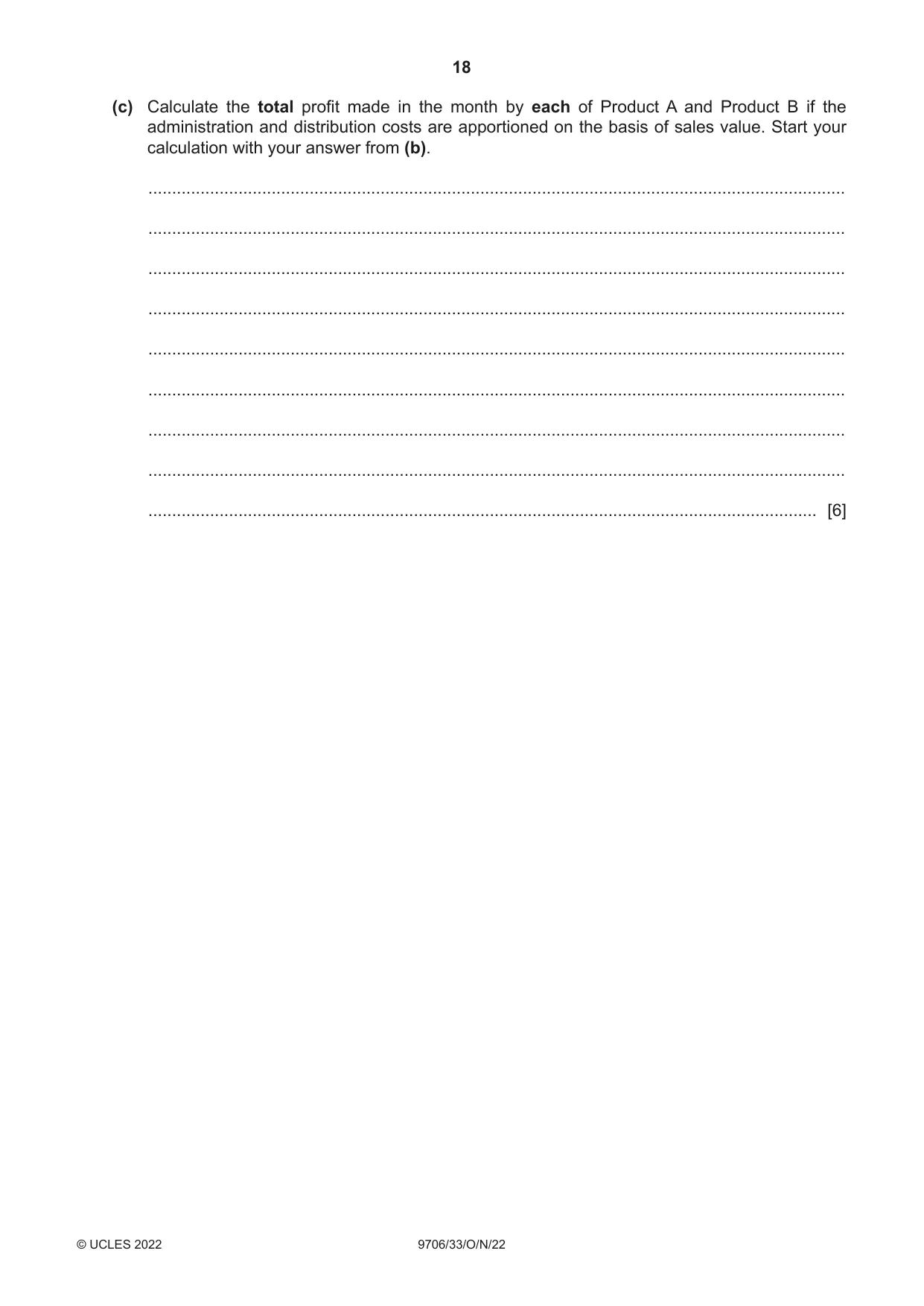 Cambridge A Level Accounting 9706 2022 Oct/Nov Paper 3 · Variant 3 question paper, page 18 of 20