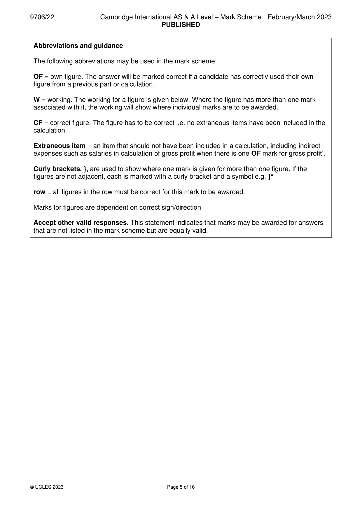 Mark scheme, page 5 of 16