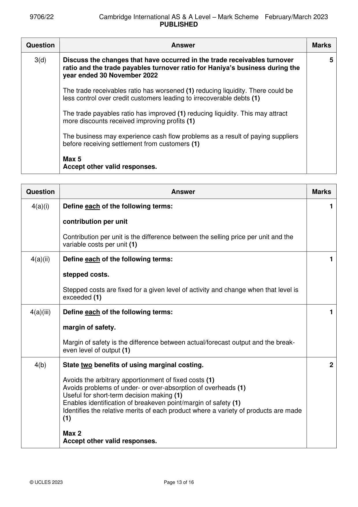 Mark scheme, page 13 of 16
