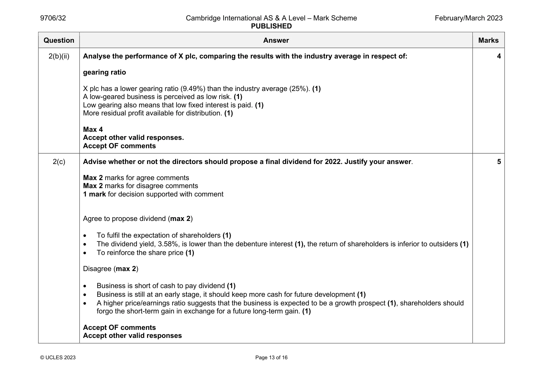 Mark scheme, page 13 of 16