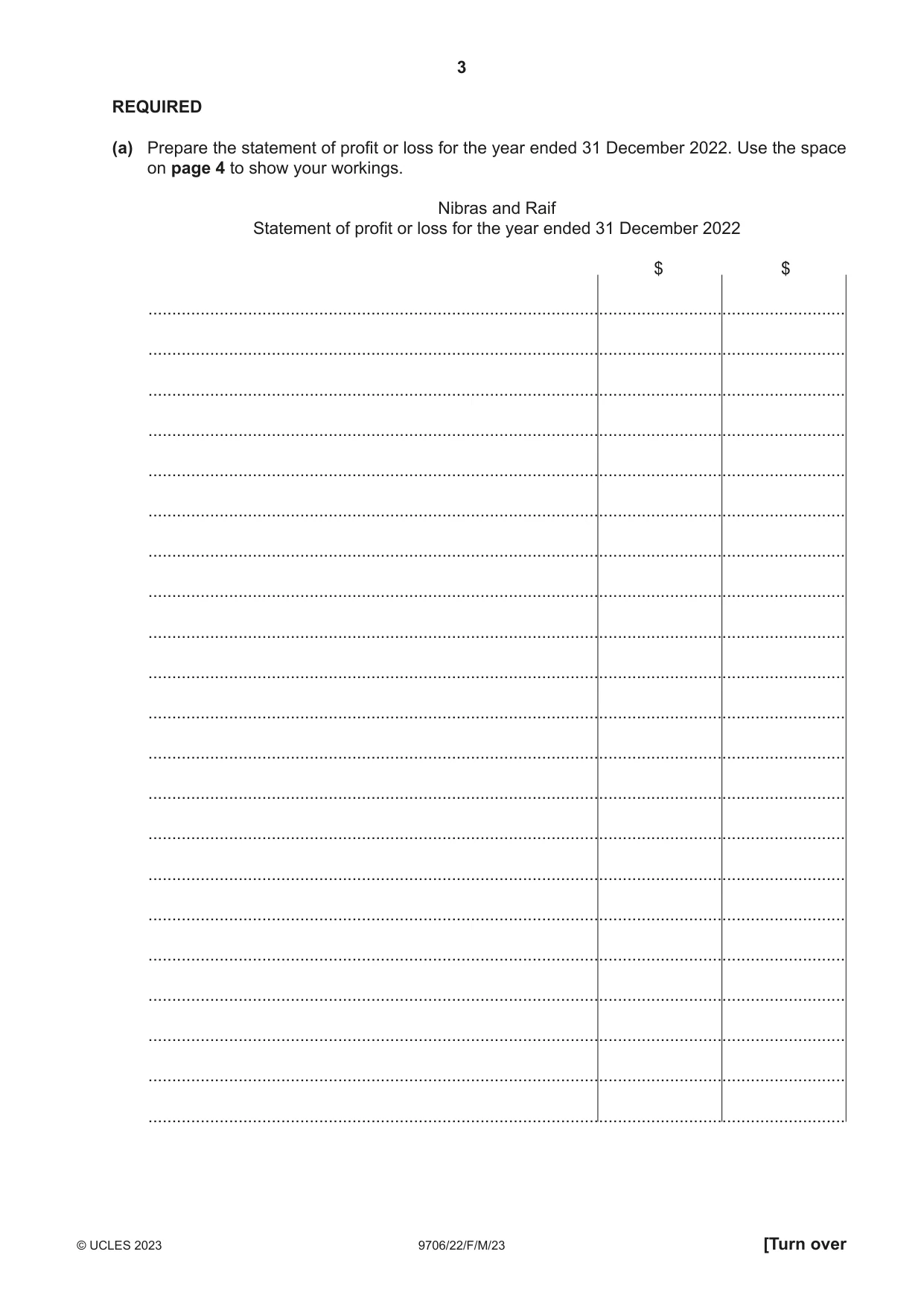 Cambridge A Level Accounting 9706 2023 Feb/March Paper 2 · Variant 2 question paper, page 3 of 20