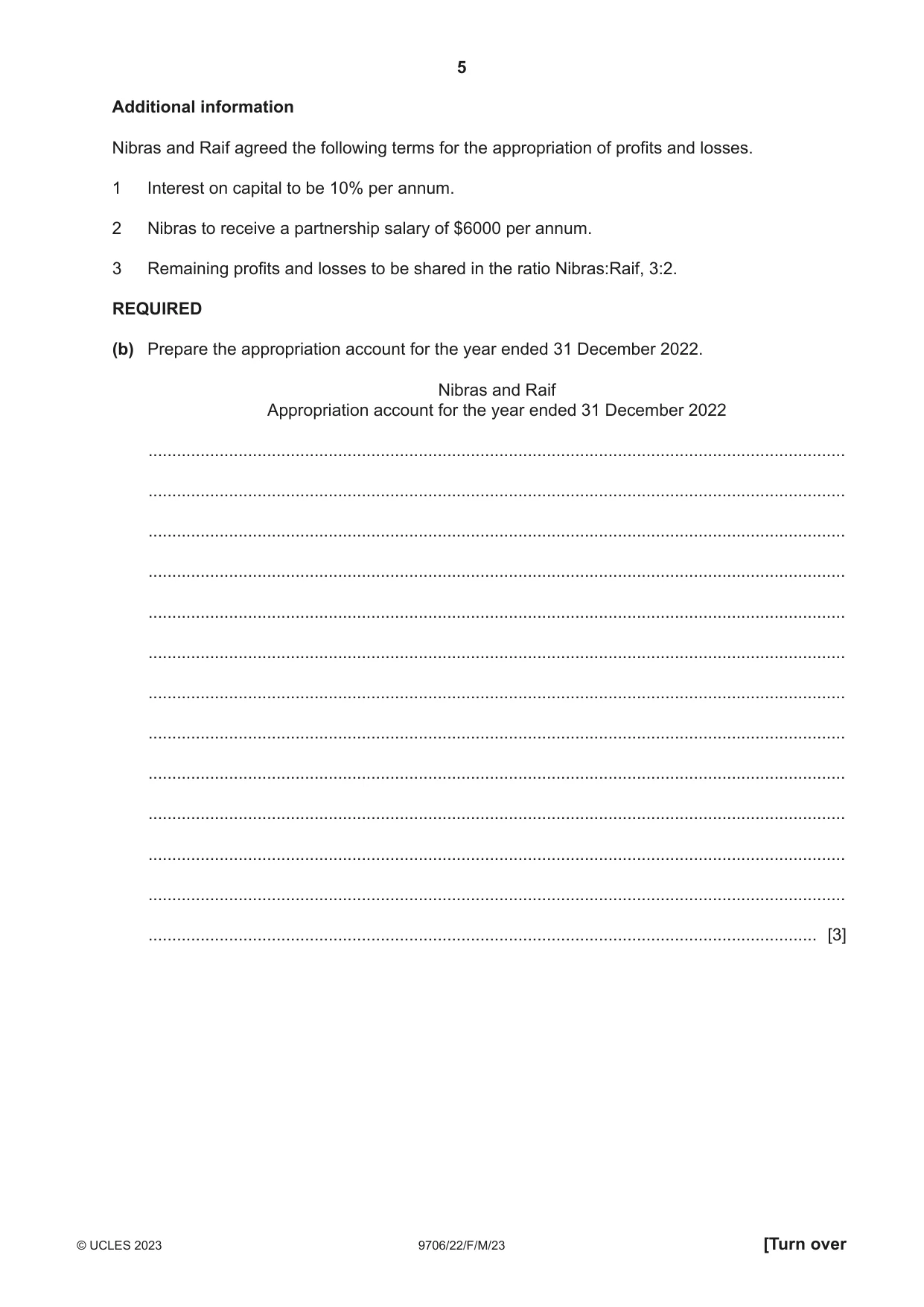 Cambridge A Level Accounting 9706 2023 Feb/March Paper 2 · Variant 2 question paper, page 5 of 20