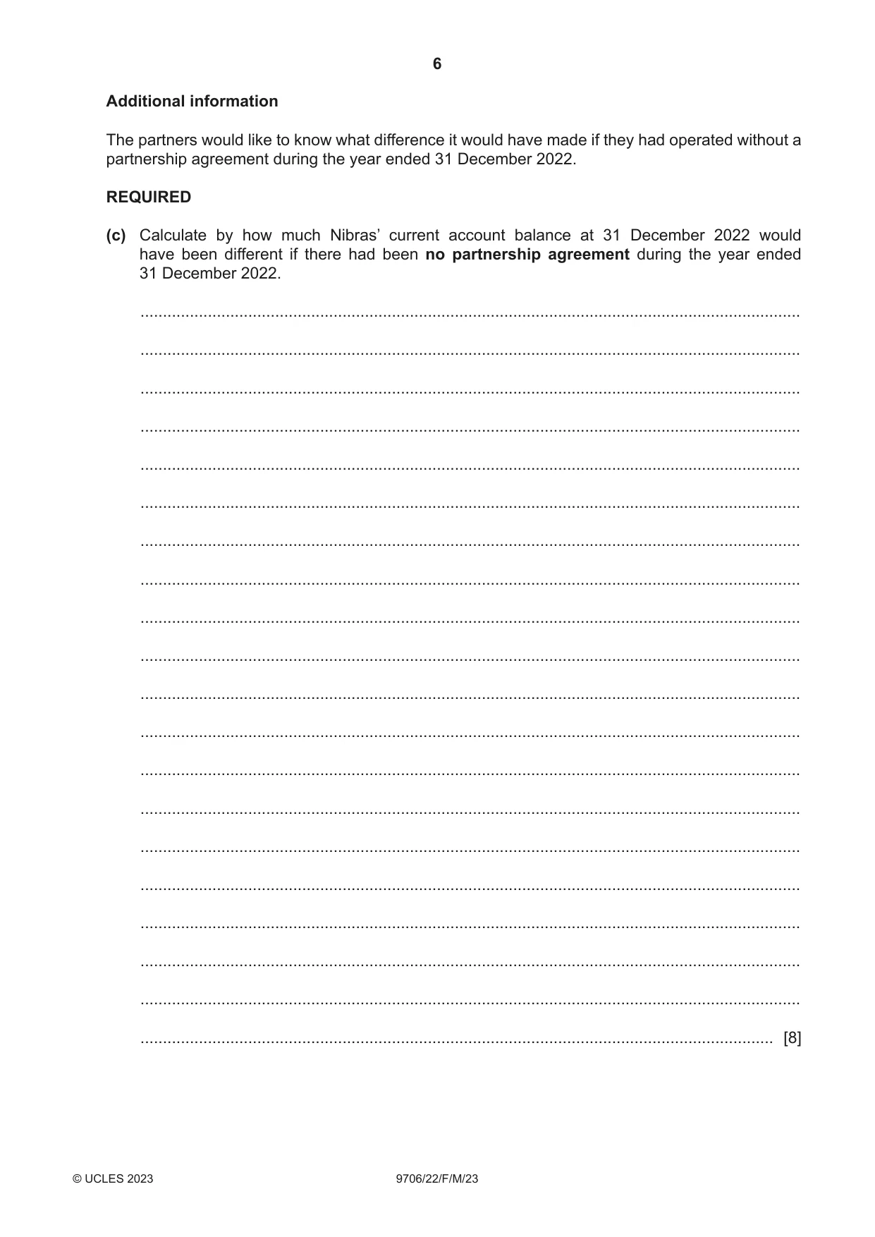 Cambridge A Level Accounting 9706 2023 Feb/March Paper 2 · Variant 2 question paper, page 6 of 20