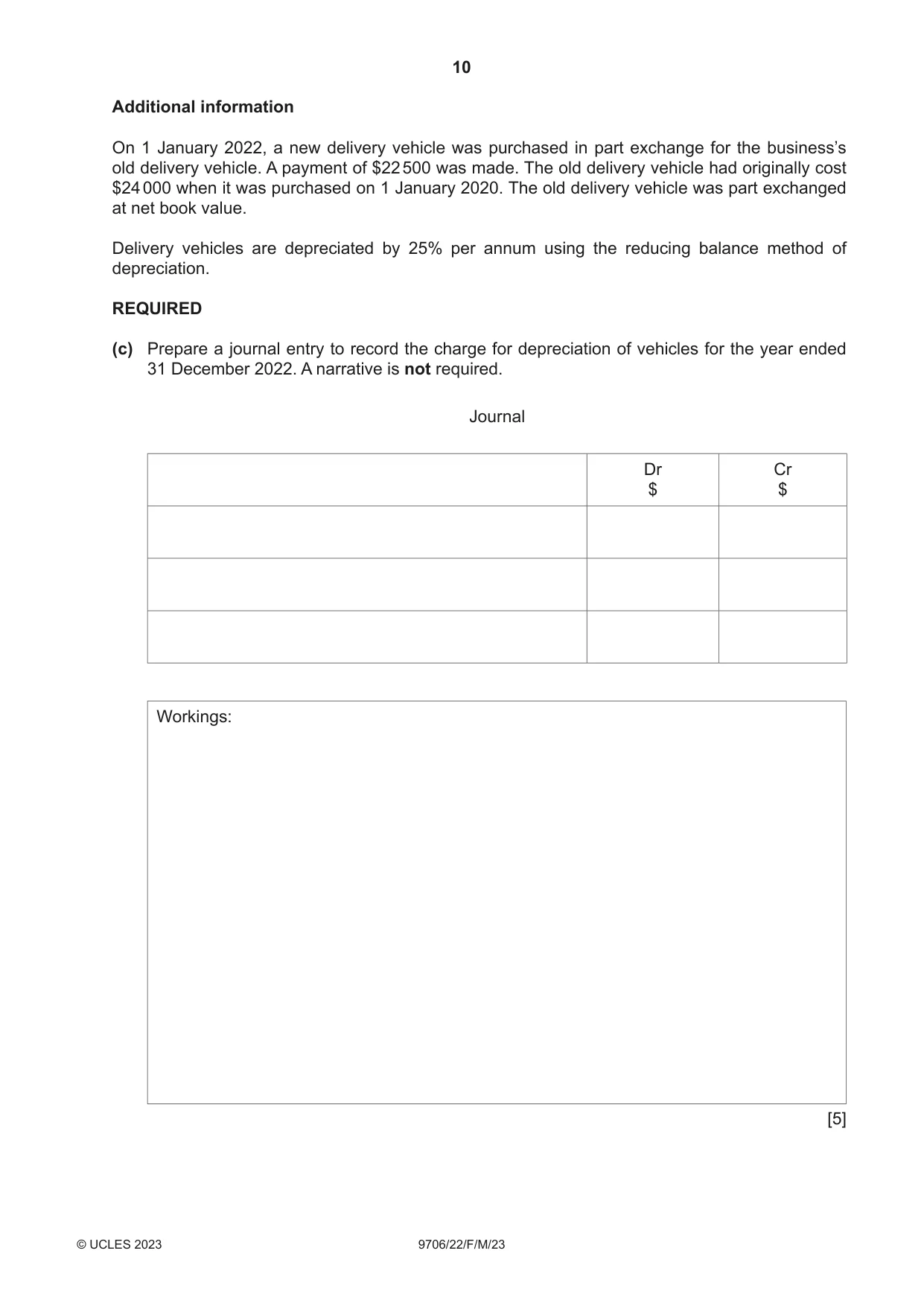 Cambridge A Level Accounting 9706 2023 Feb/March Paper 2 · Variant 2 question paper, page 10 of 20