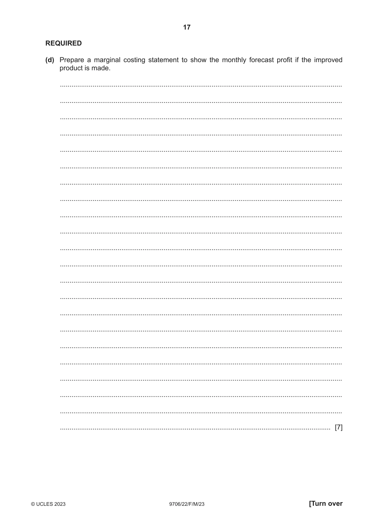 Cambridge A Level Accounting 9706 2023 Feb/March Paper 2 · Variant 2 question paper, page 17 of 20