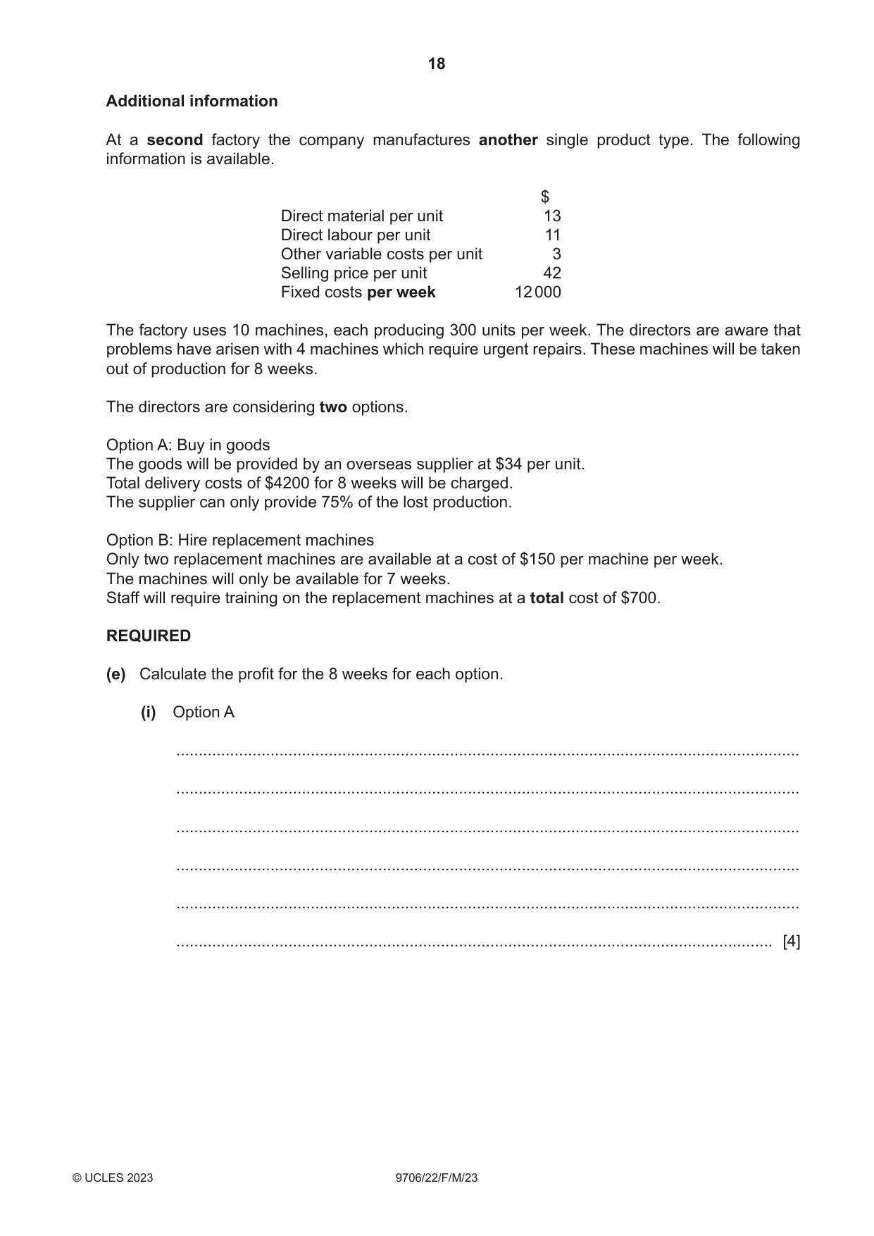 Cambridge A Level Accounting 9706 2023 Feb/March Paper 2 · Variant 2 question paper, page 18 of 20