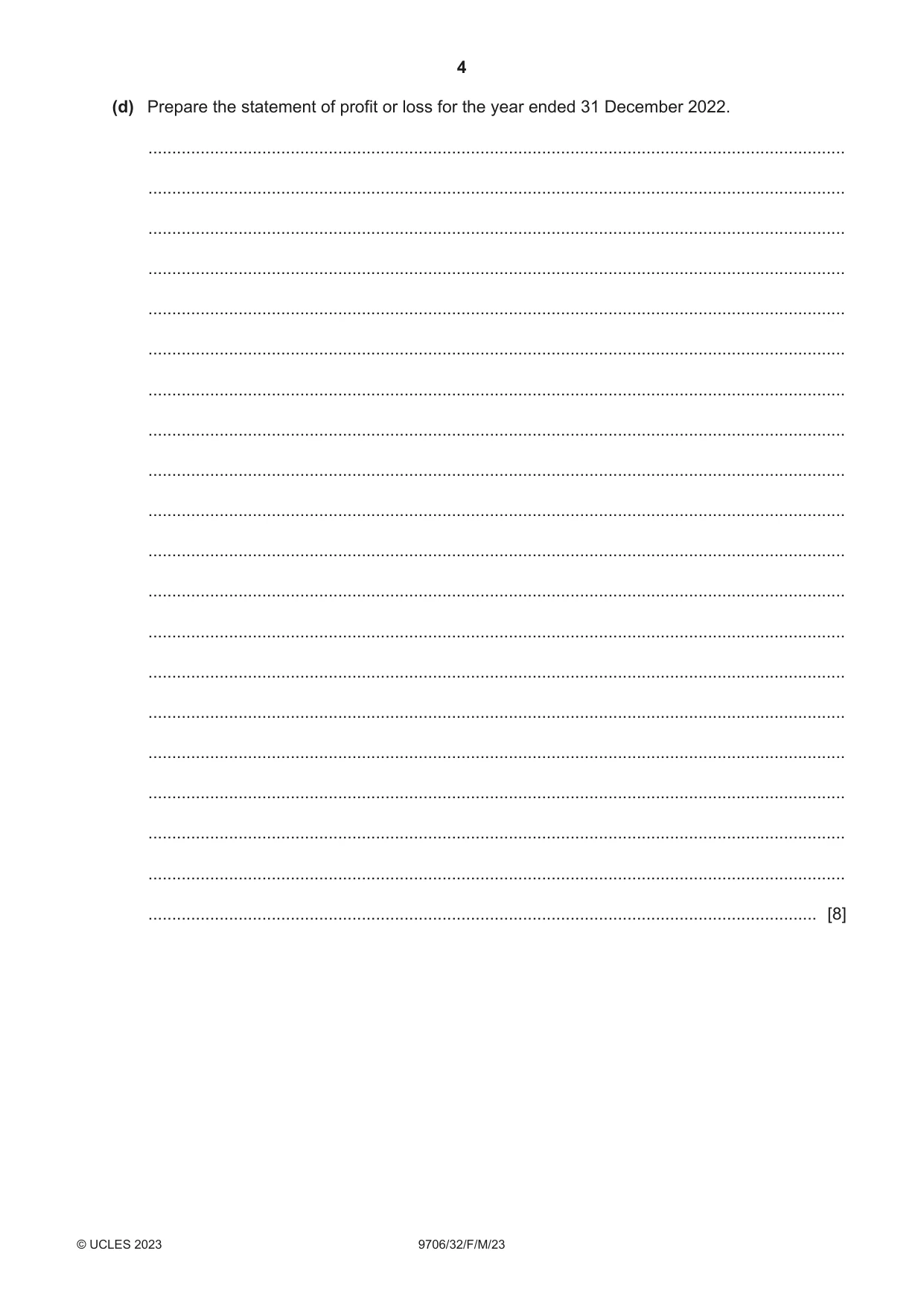 Cambridge A Level Accounting 9706 2023 Feb/March Paper 3 · Variant 2 question paper, page 4 of 12
