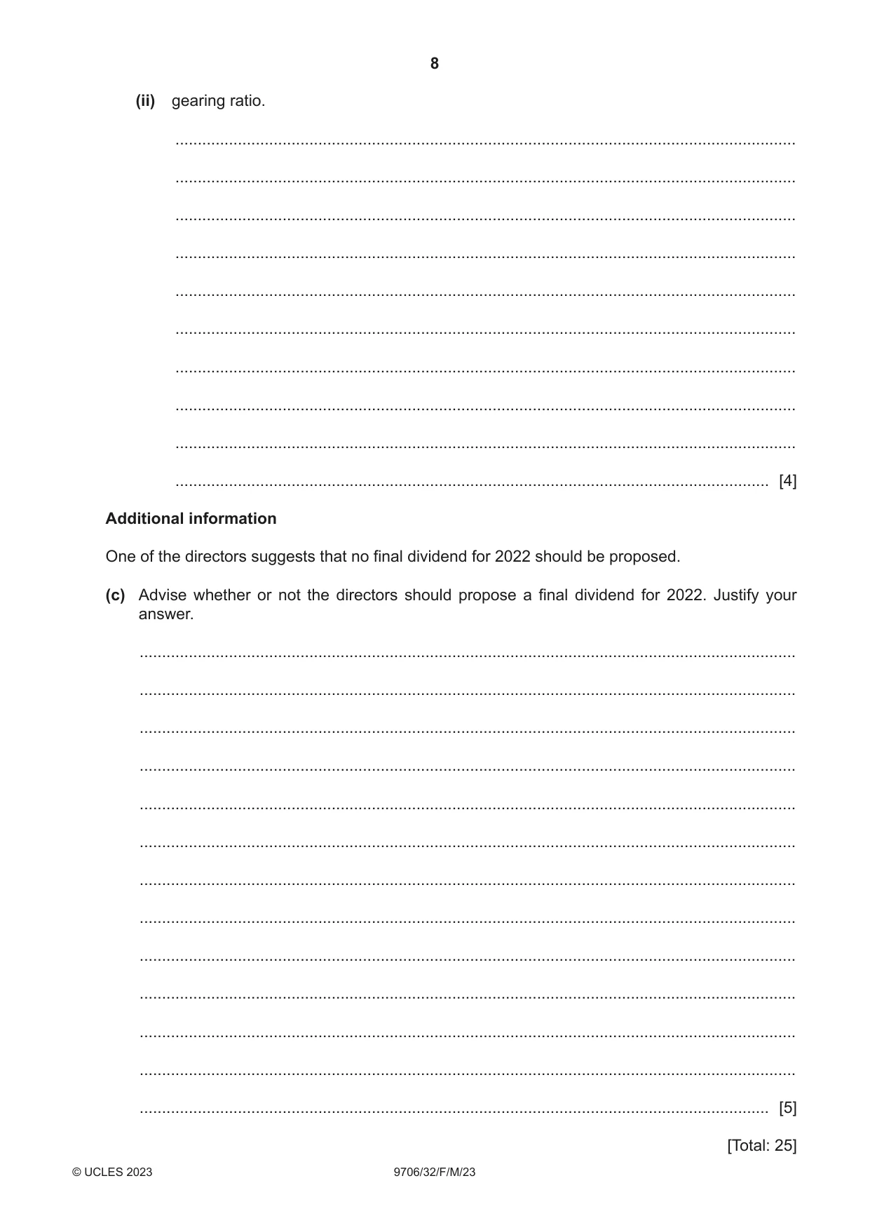 Cambridge A Level Accounting 9706 2023 Feb/March Paper 3 · Variant 2 question paper, page 8 of 12