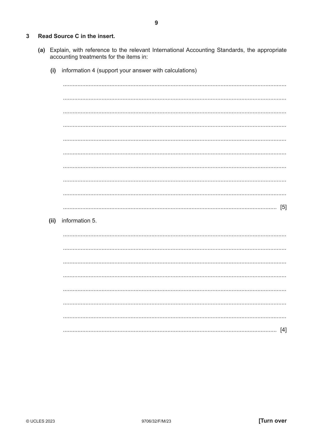 Cambridge A Level Accounting 9706 2023 Feb/March Paper 3 · Variant 2 question paper, page 9 of 12