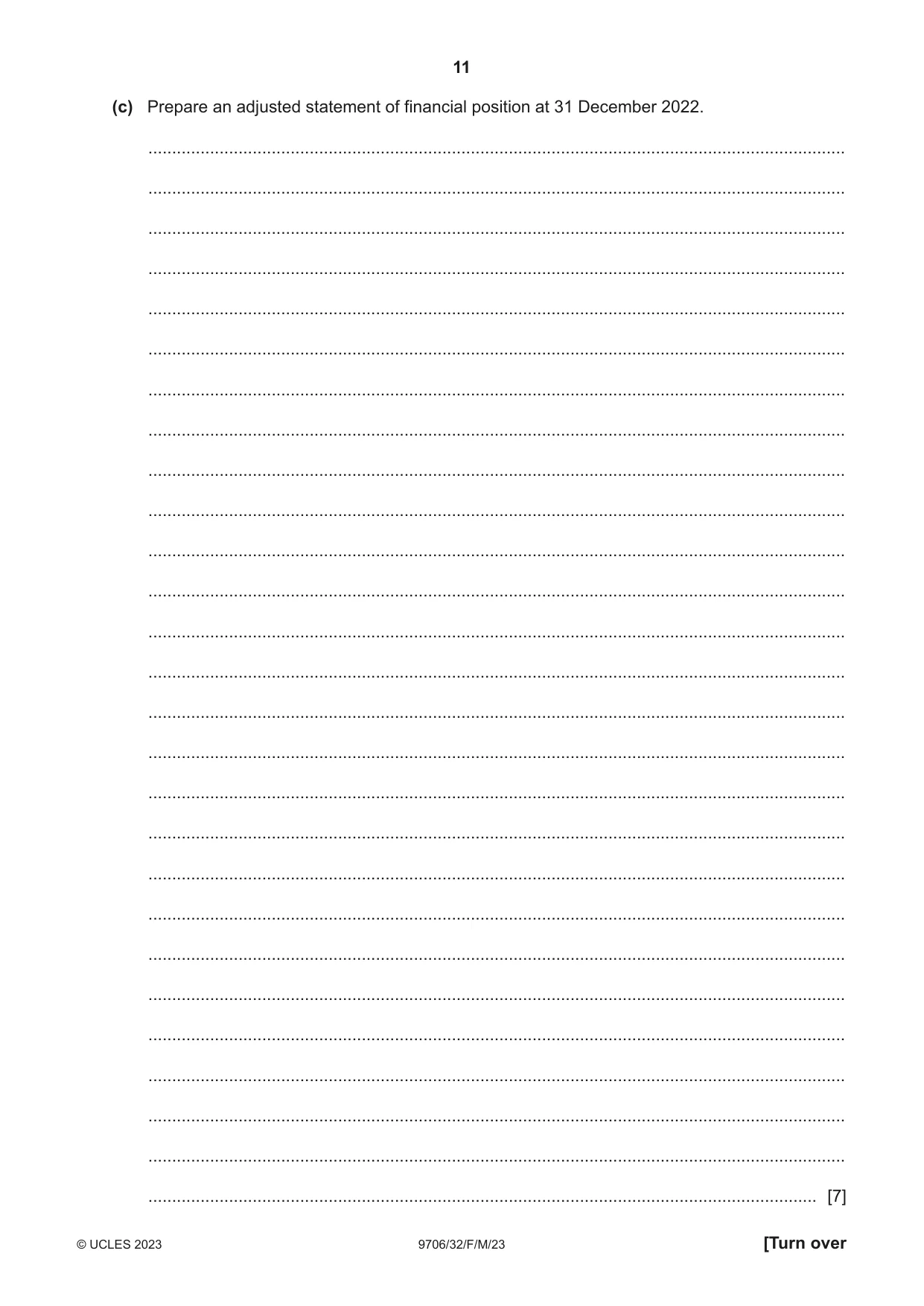 Cambridge A Level Accounting 9706 2023 Feb/March Paper 3 · Variant 2 question paper, page 11 of 12