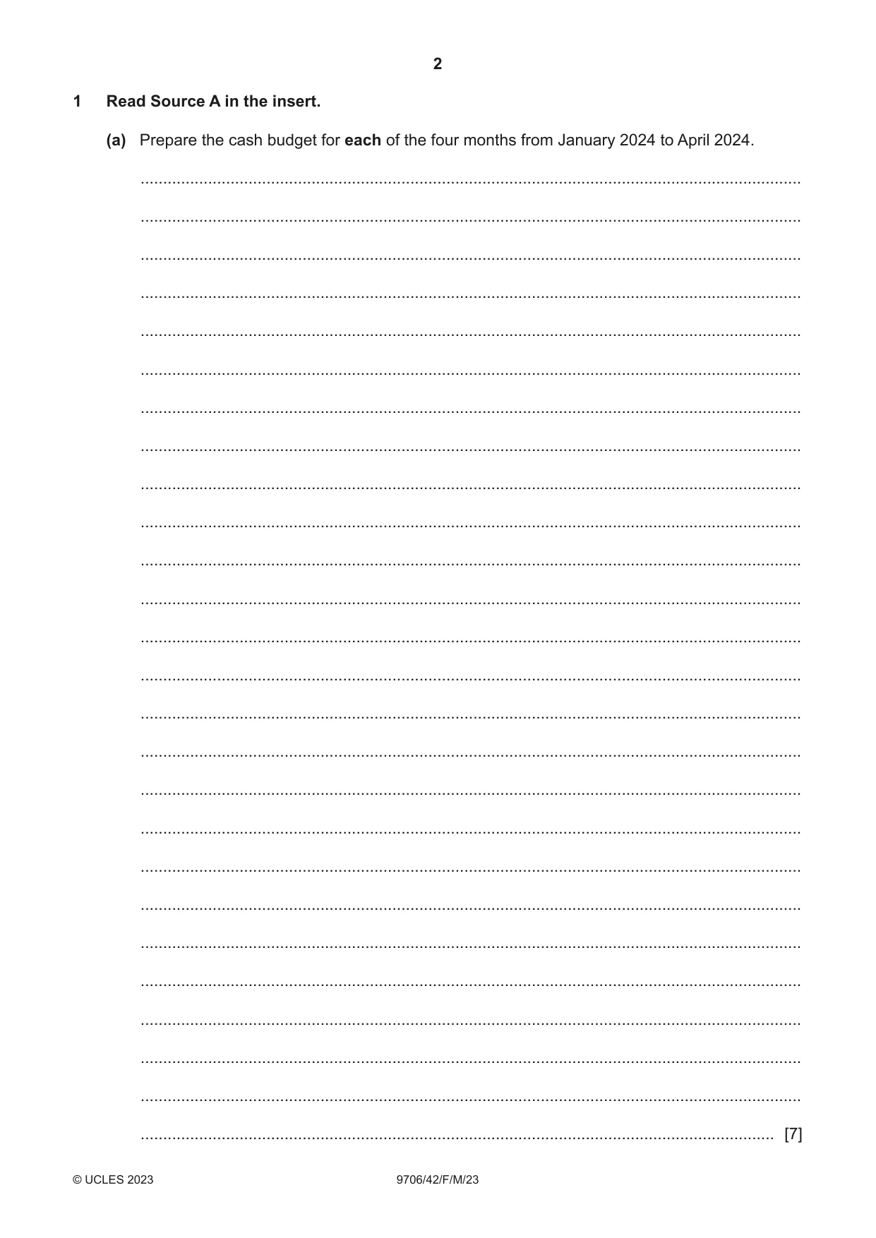 Cambridge A Level Accounting 9706 2023 Feb/March Paper 4 · Variant 2 question paper, page 2 of 8