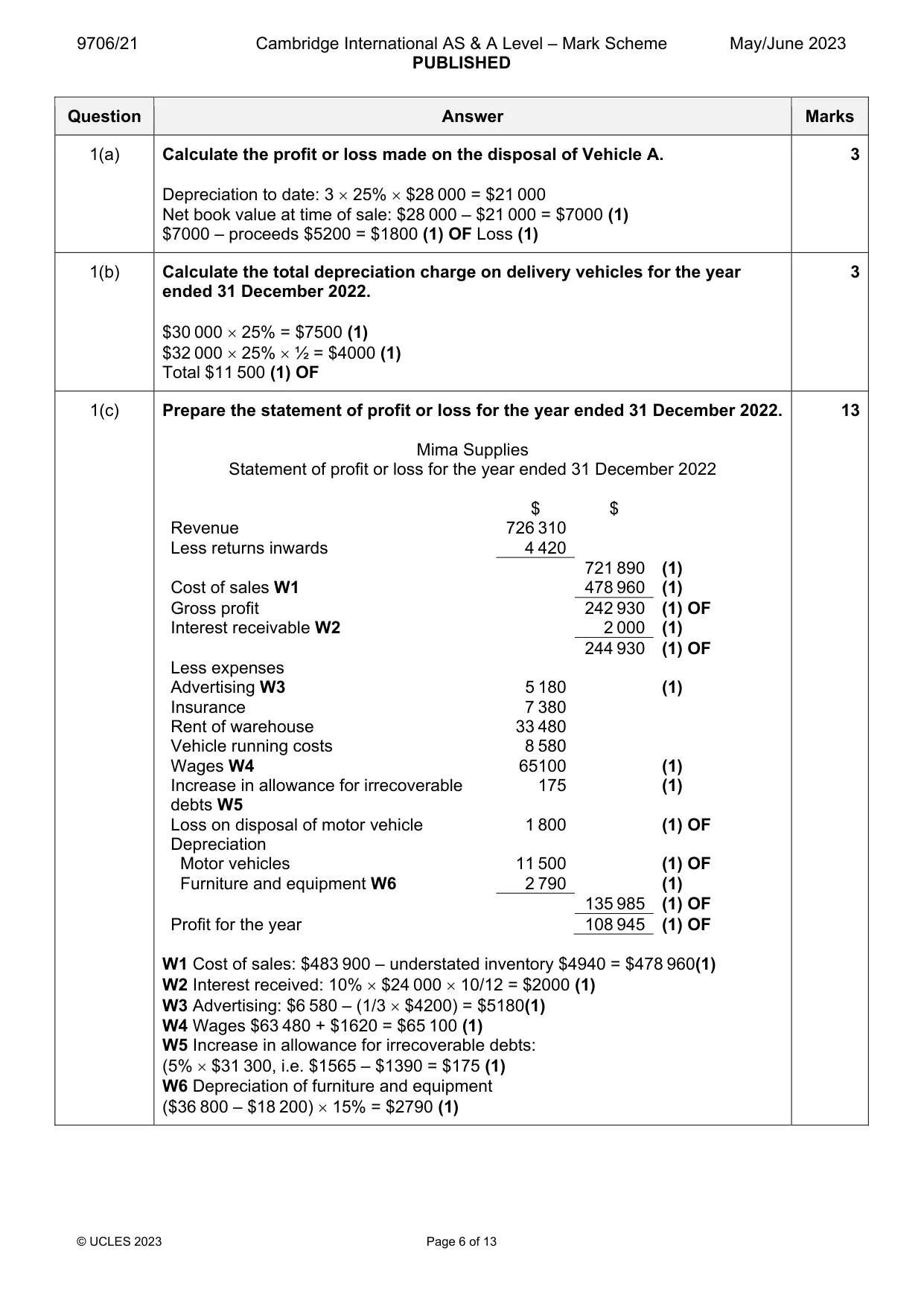 Mark scheme, page 6 of 13