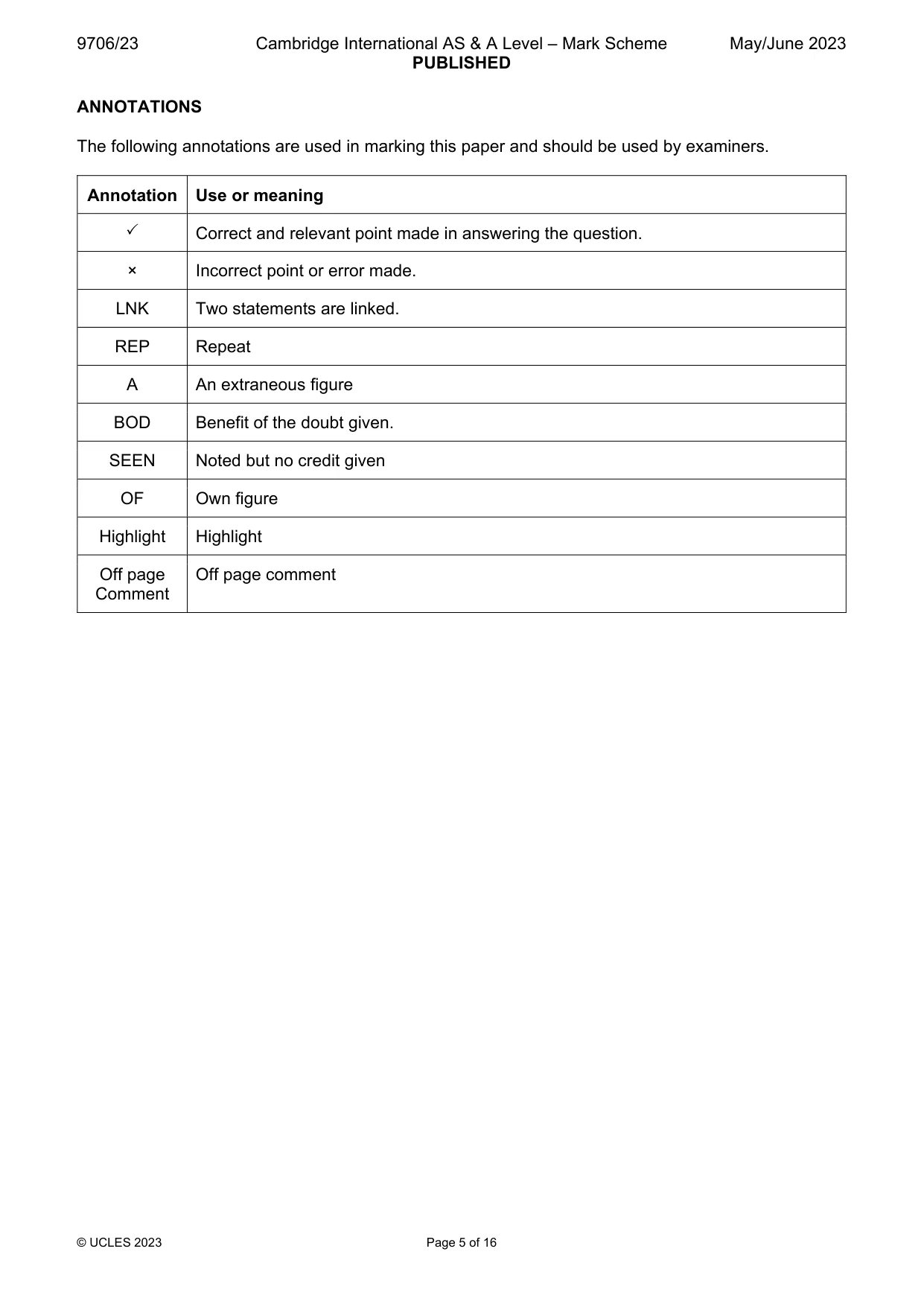 Mark scheme, page 5 of 16