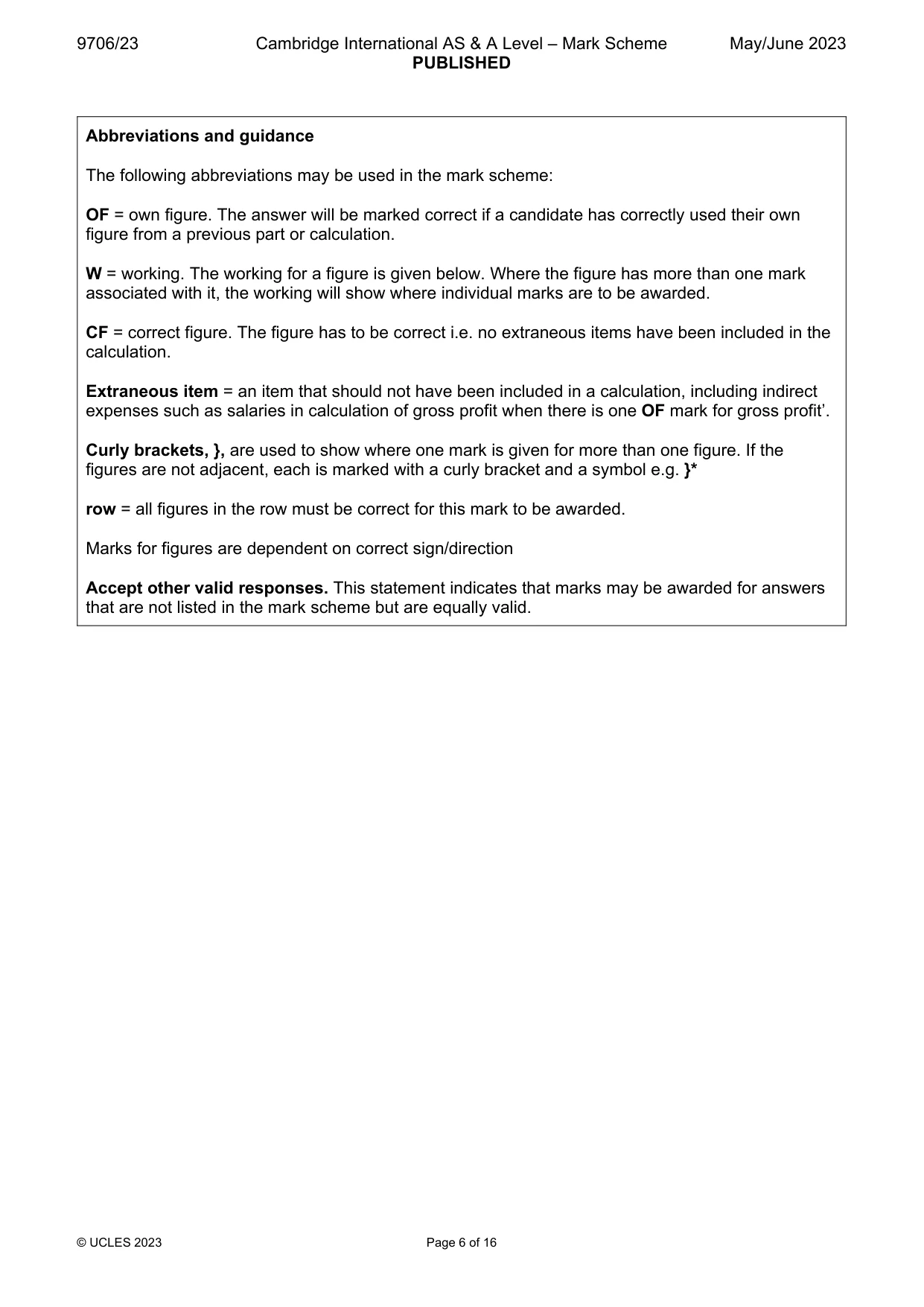 Mark scheme, page 6 of 16