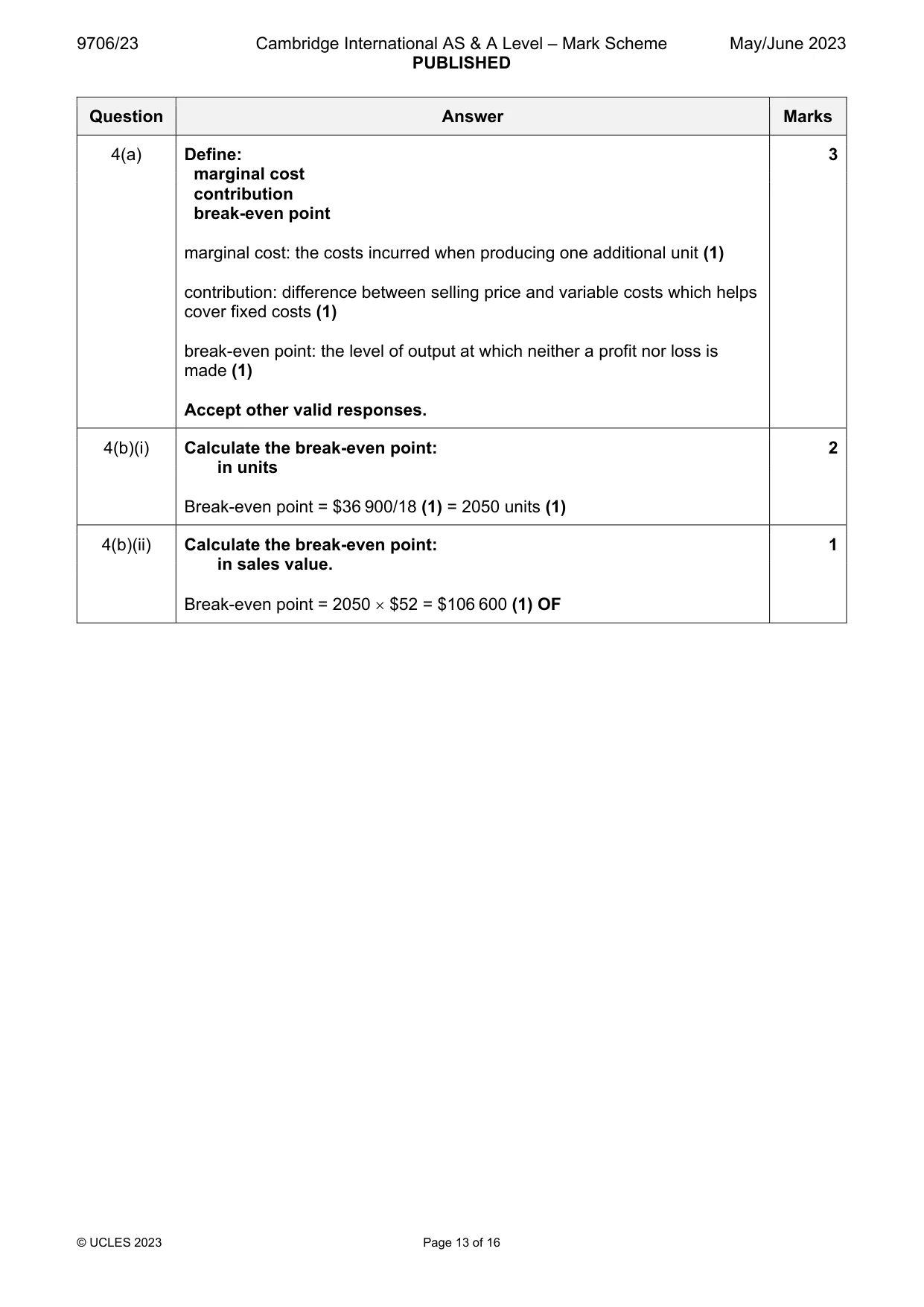 Mark scheme, page 13 of 16