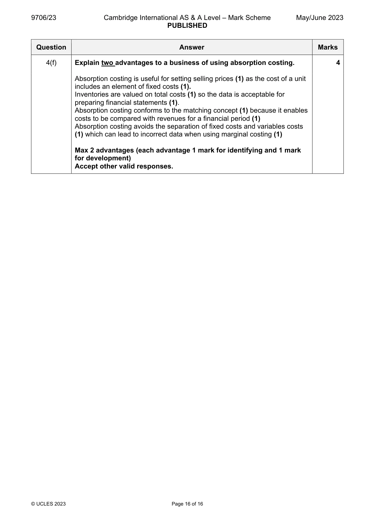 Mark scheme, page 16 of 16