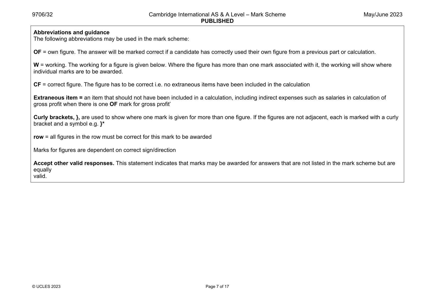 Mark scheme, page 7 of 17