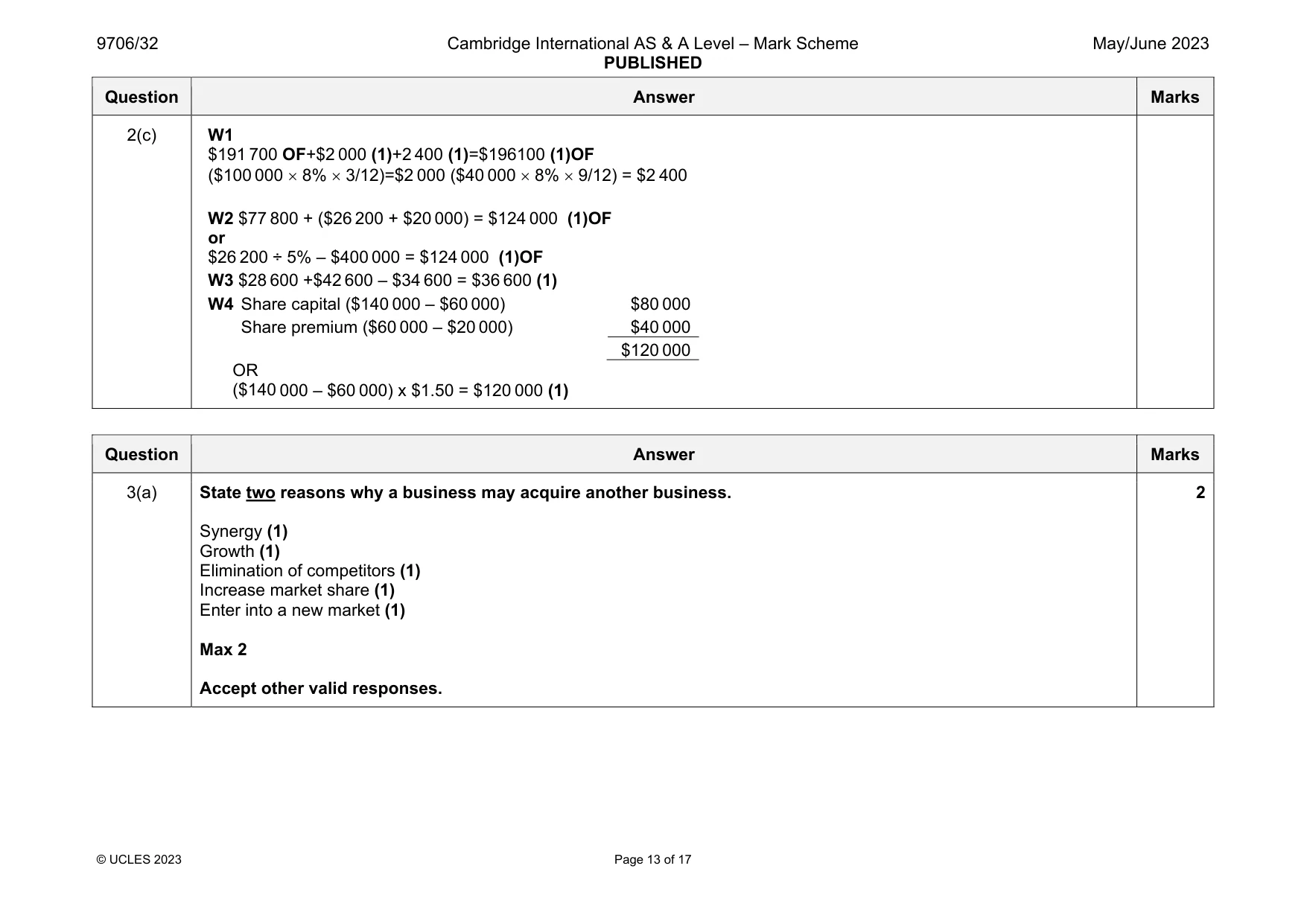Mark scheme, page 13 of 17