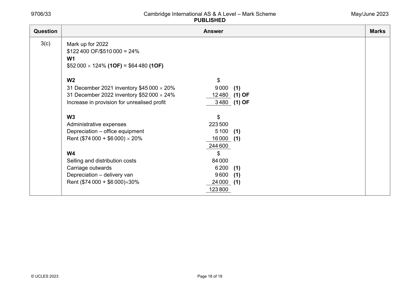 Mark scheme, page 18 of 19