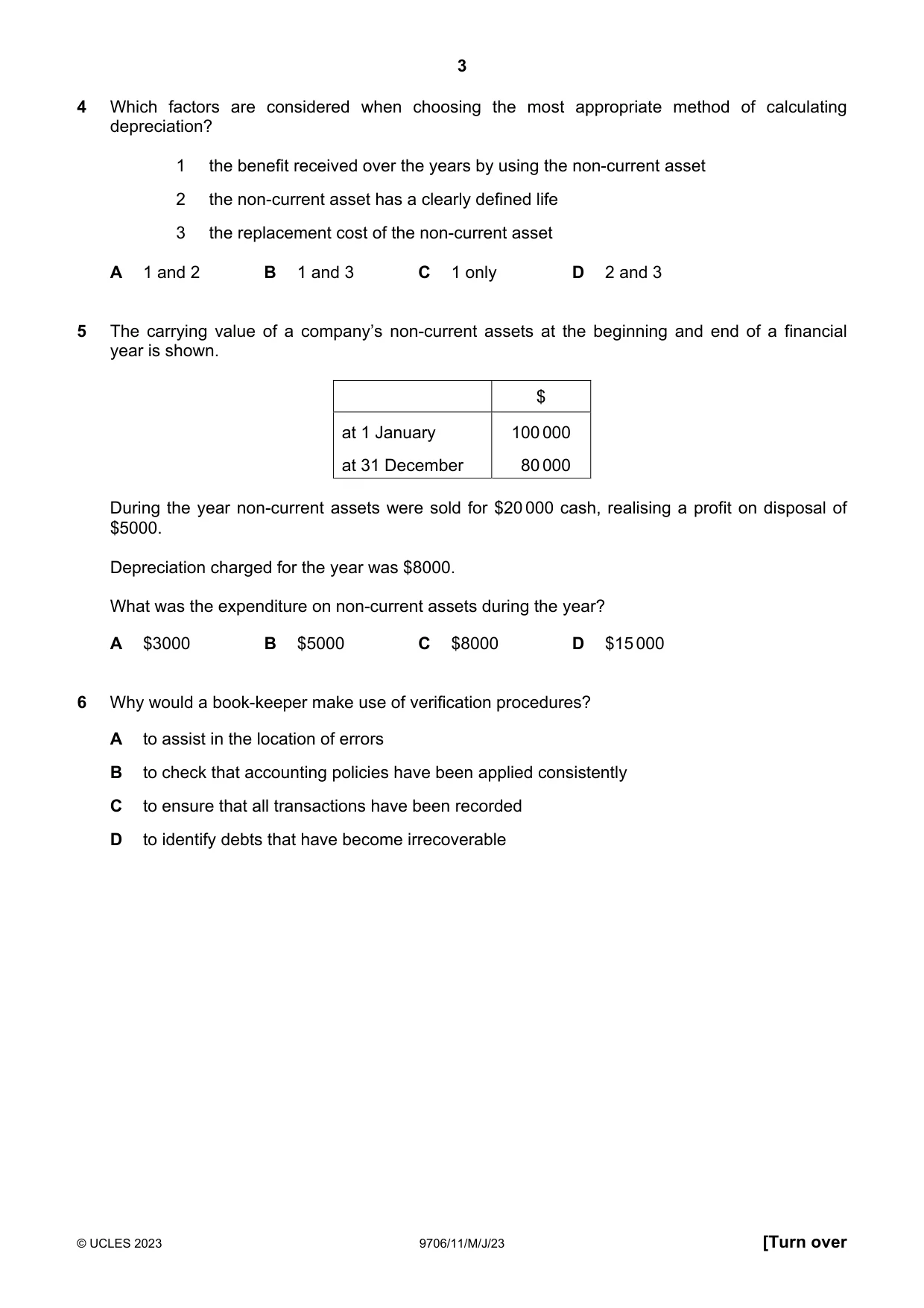 Cambridge A Level Accounting 9706 2023 May/June Paper 1 · Variant 1 question paper, page 3 of 12