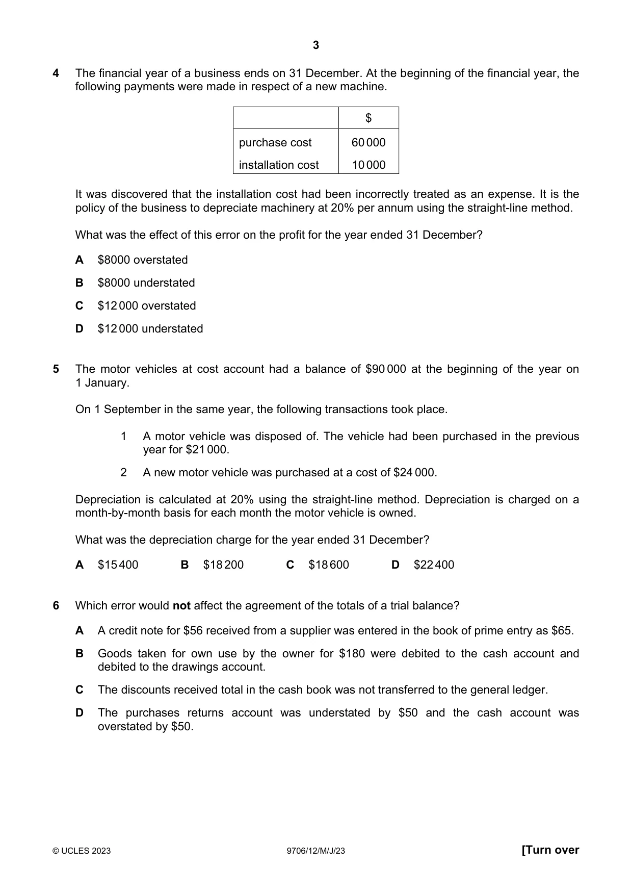 Cambridge A Level Accounting 9706 2023 May/June Paper 1 · Variant 2 question paper, page 3 of 12