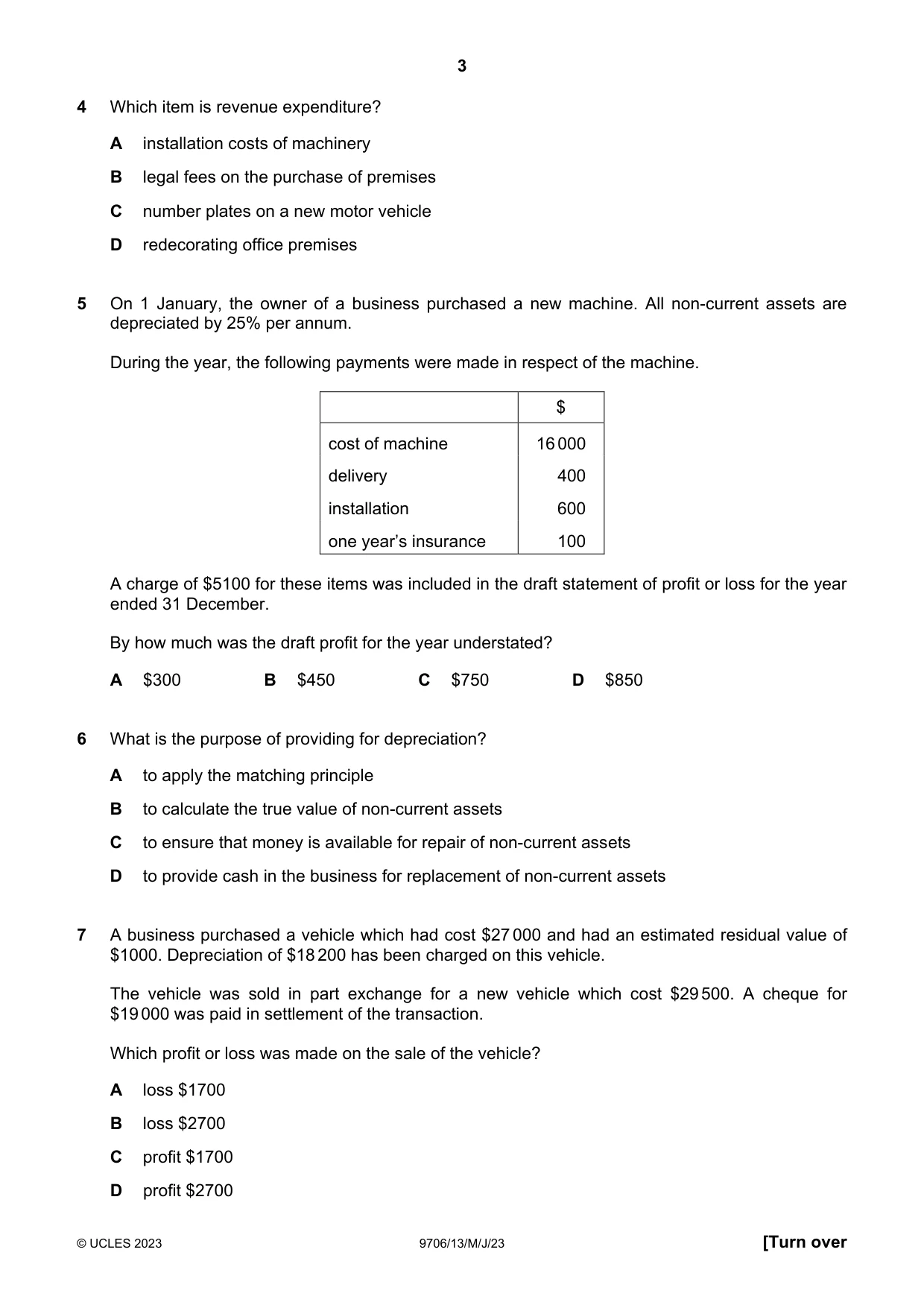 Cambridge A Level Accounting 9706 2023 May/June Paper 1 · Variant 3 question paper, page 3 of 12