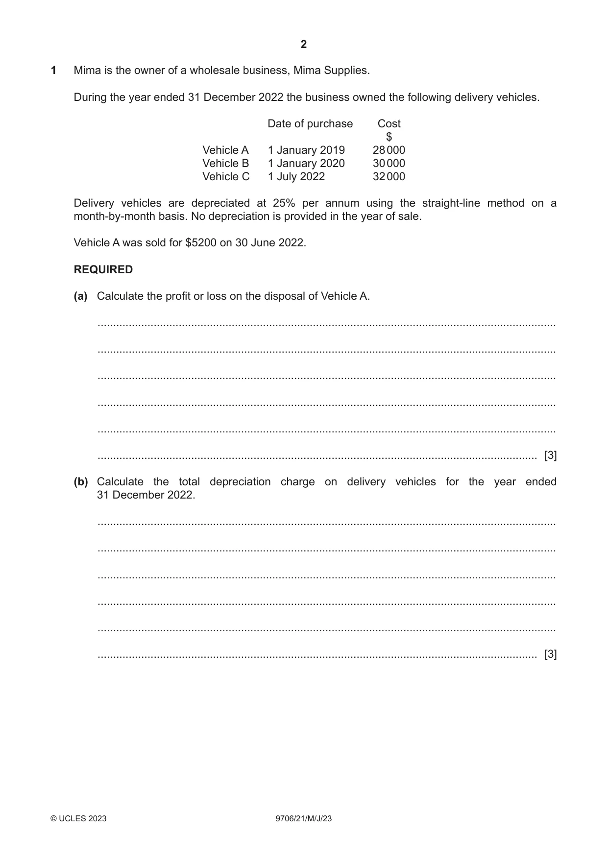 Cambridge A Level Accounting 9706 2023 May/June Paper 2 · Variant 1 question paper, page 2 of 20