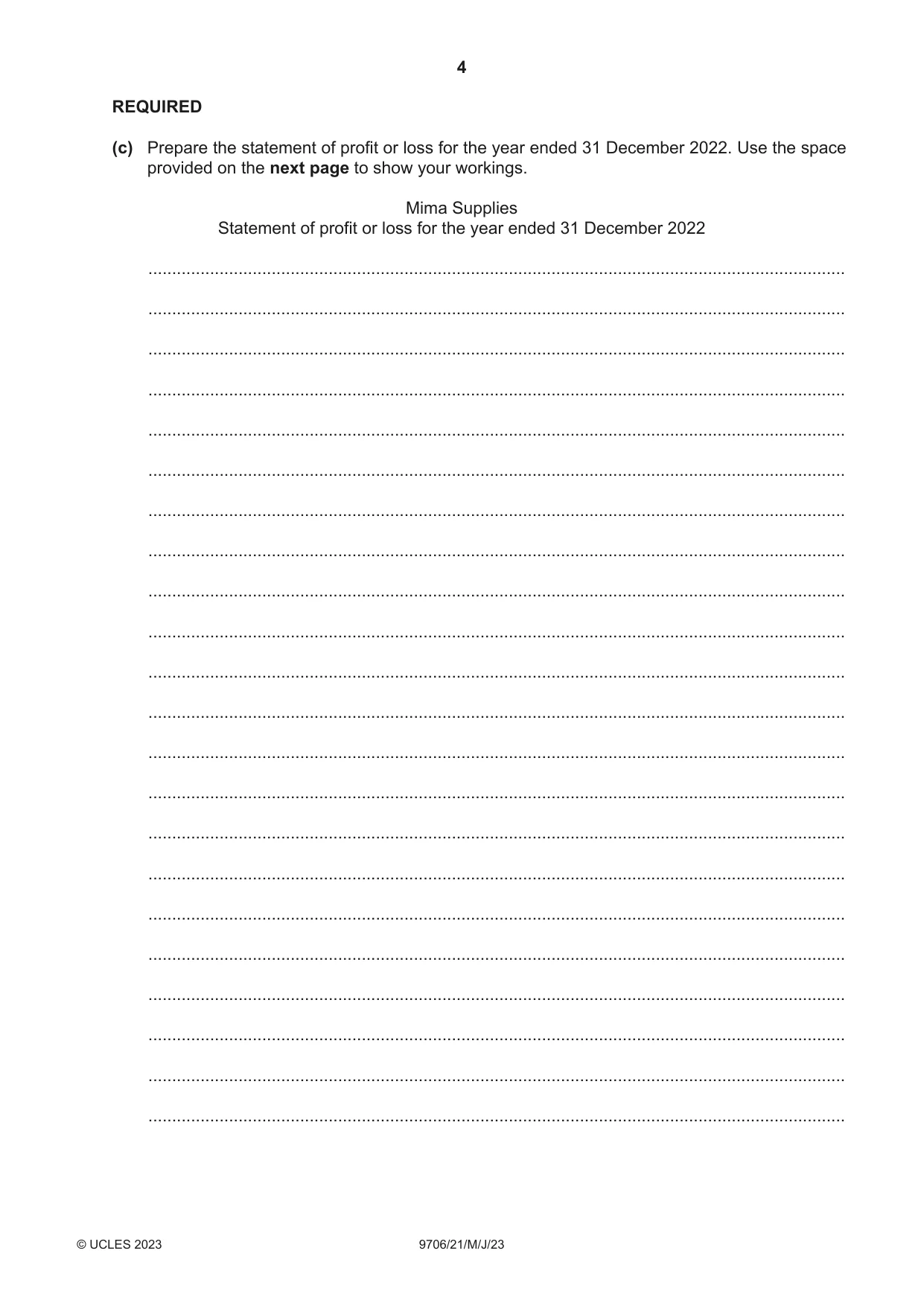 Cambridge A Level Accounting 9706 2023 May/June Paper 2 · Variant 1 question paper, page 4 of 20